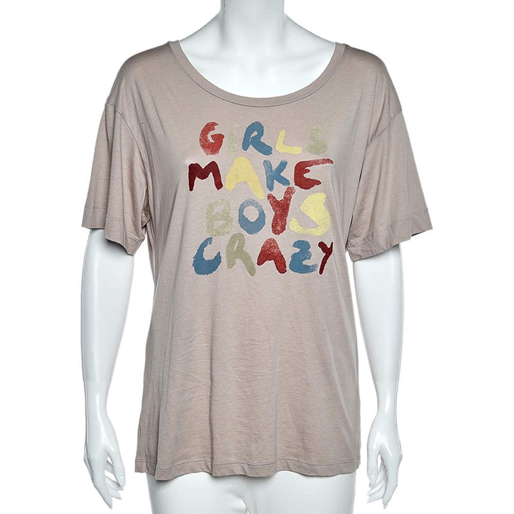 Pre Owned See by Chloe Pale Pink Printed Cotton Short Sleeve T-Shirt M