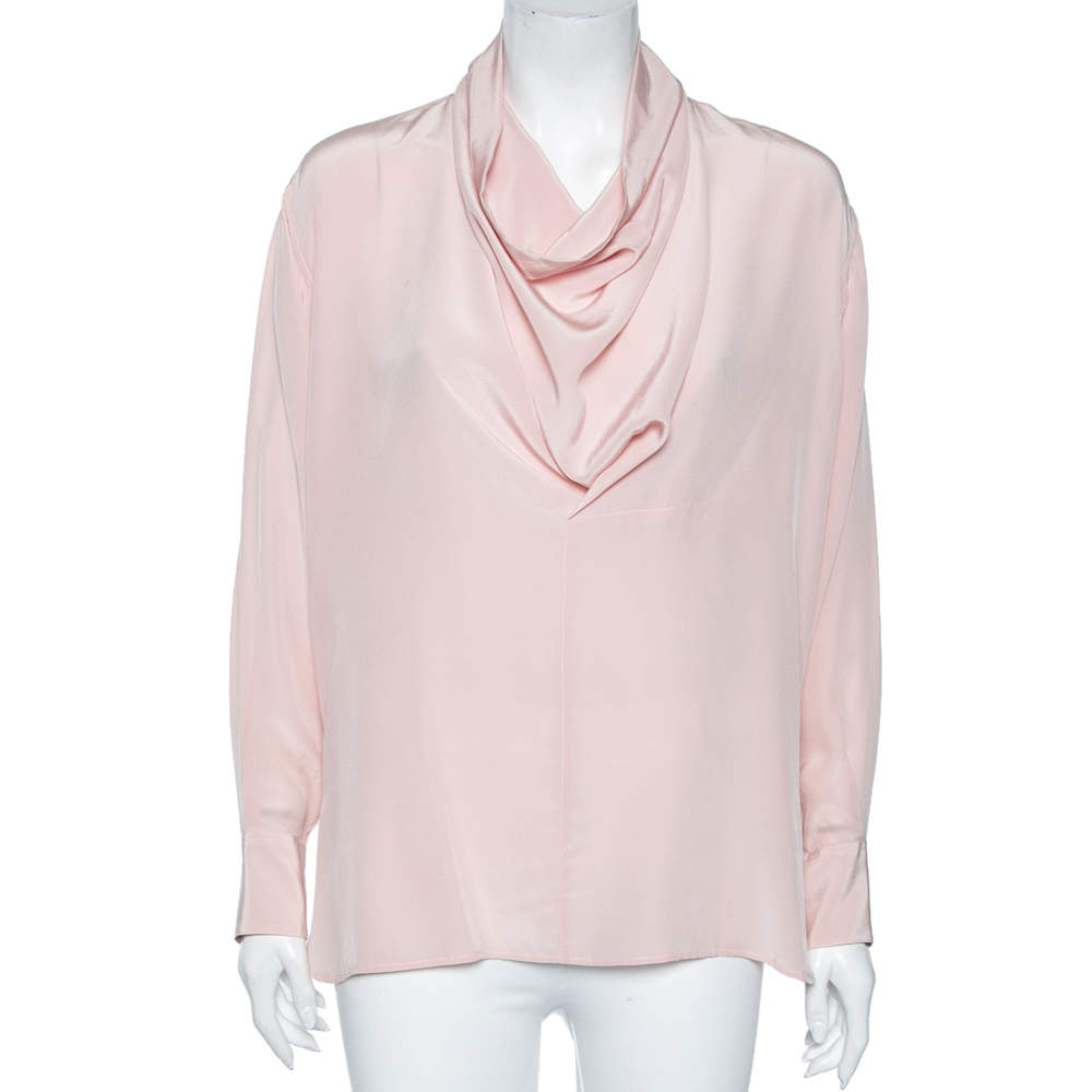 Pre Owned See by Chloe Blush Pink Silk Long Sleeve Blouse S 
