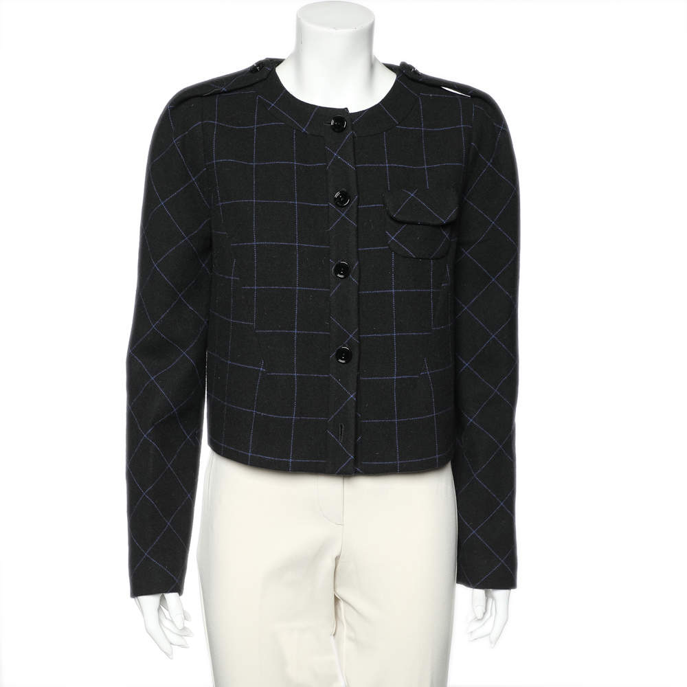 Pre Owned See by Chloe Black Square Patterned Wool Button Front Jacket XL
