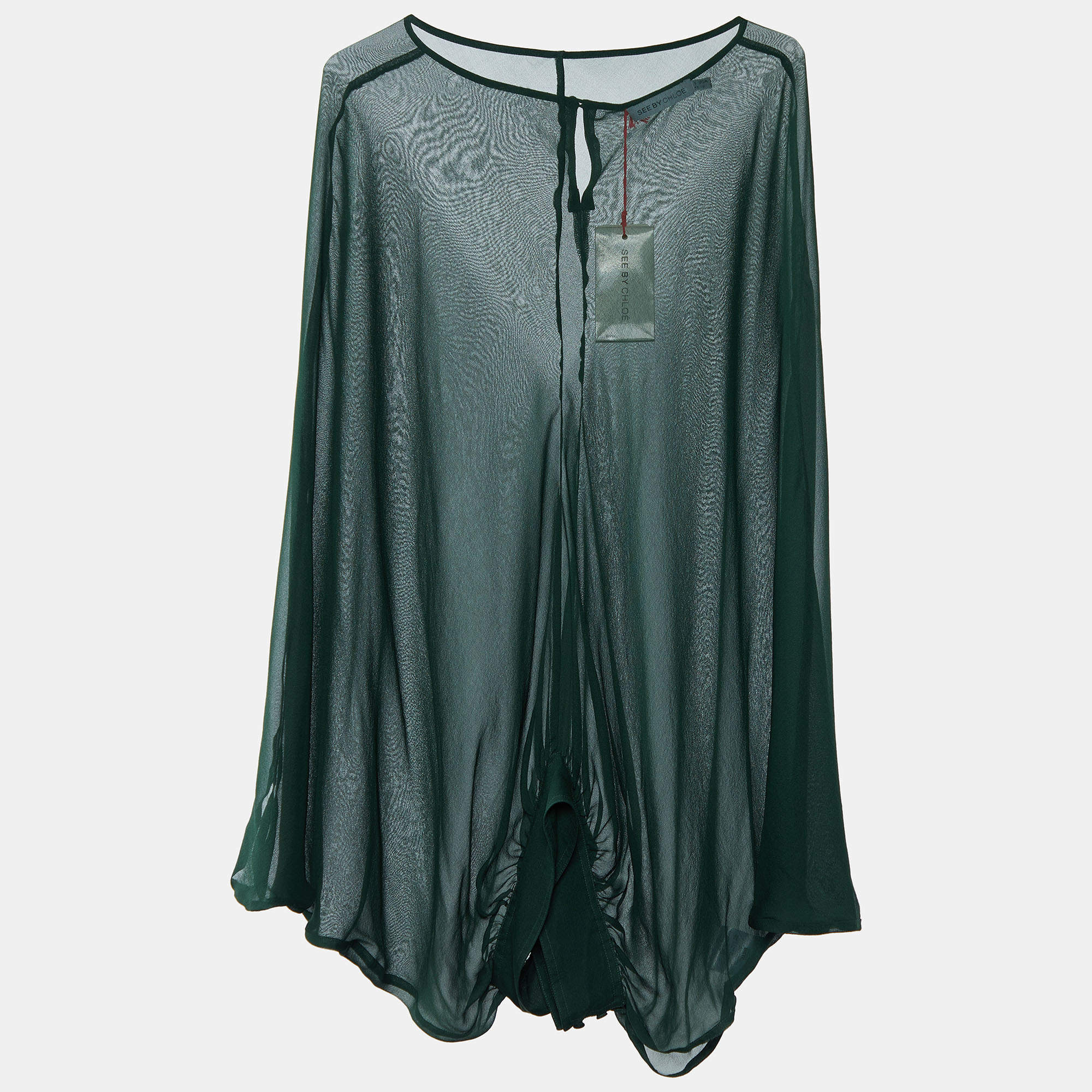 Pre Owned See by Chloe Dark Green Silk Oversized Top M