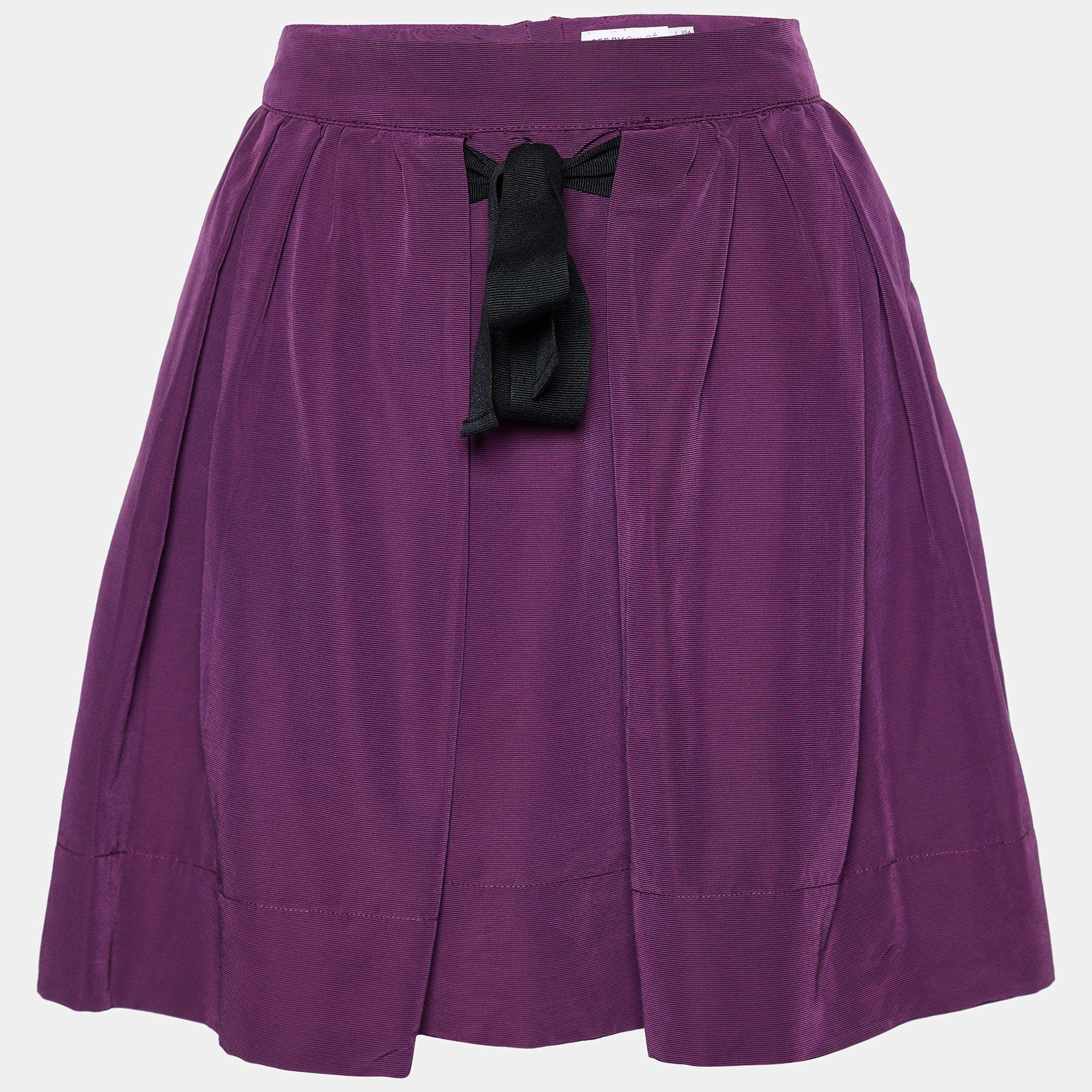See by Chloe Purple Cotton Pleated Tie Detail Mini Skirt M