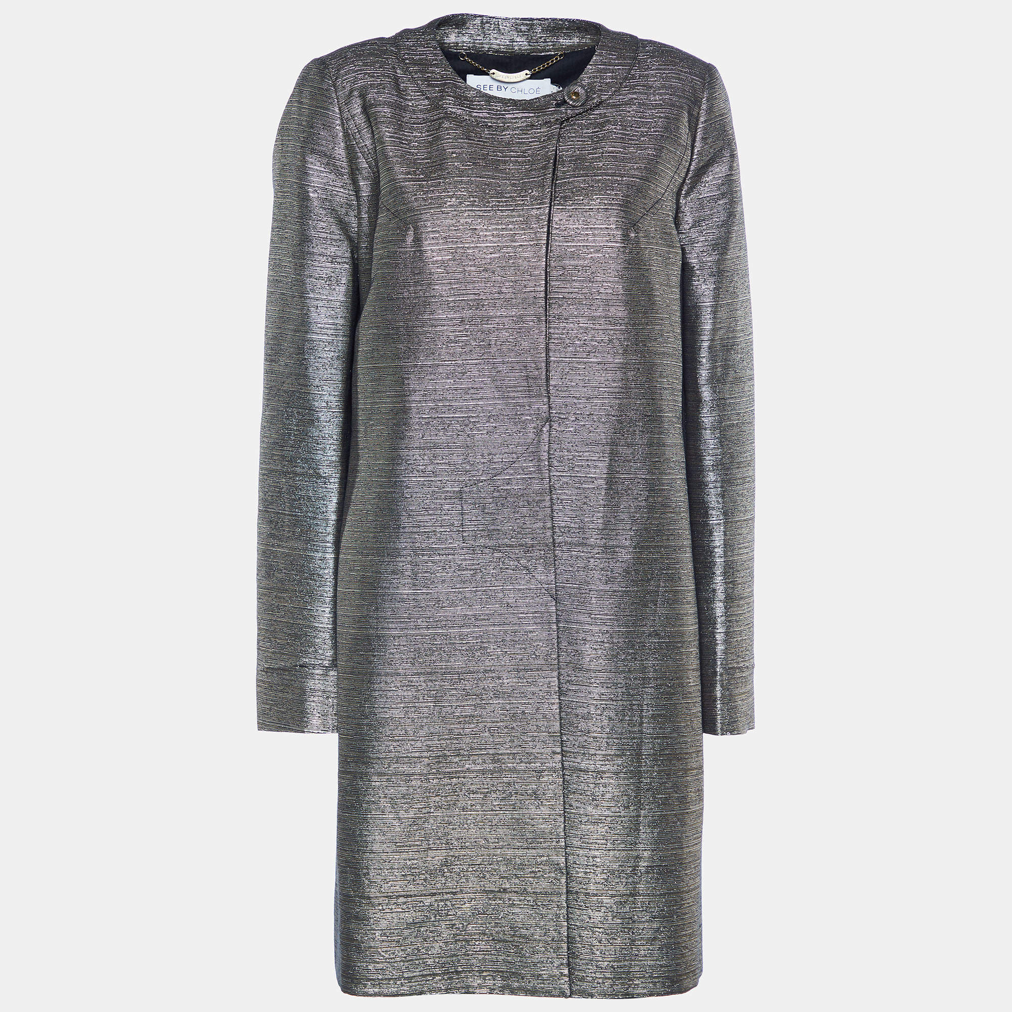 See by Chloe Metallic Button Front Coat M