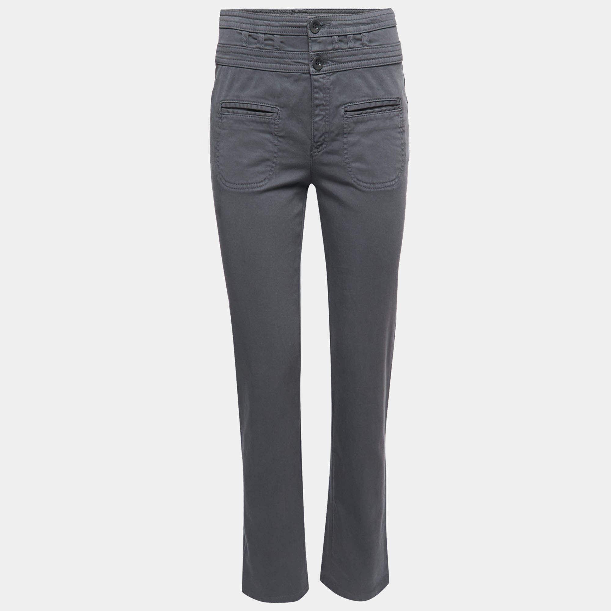 Pre Owned See by Chloe Grey Cotton Straight-Leg Jeans M