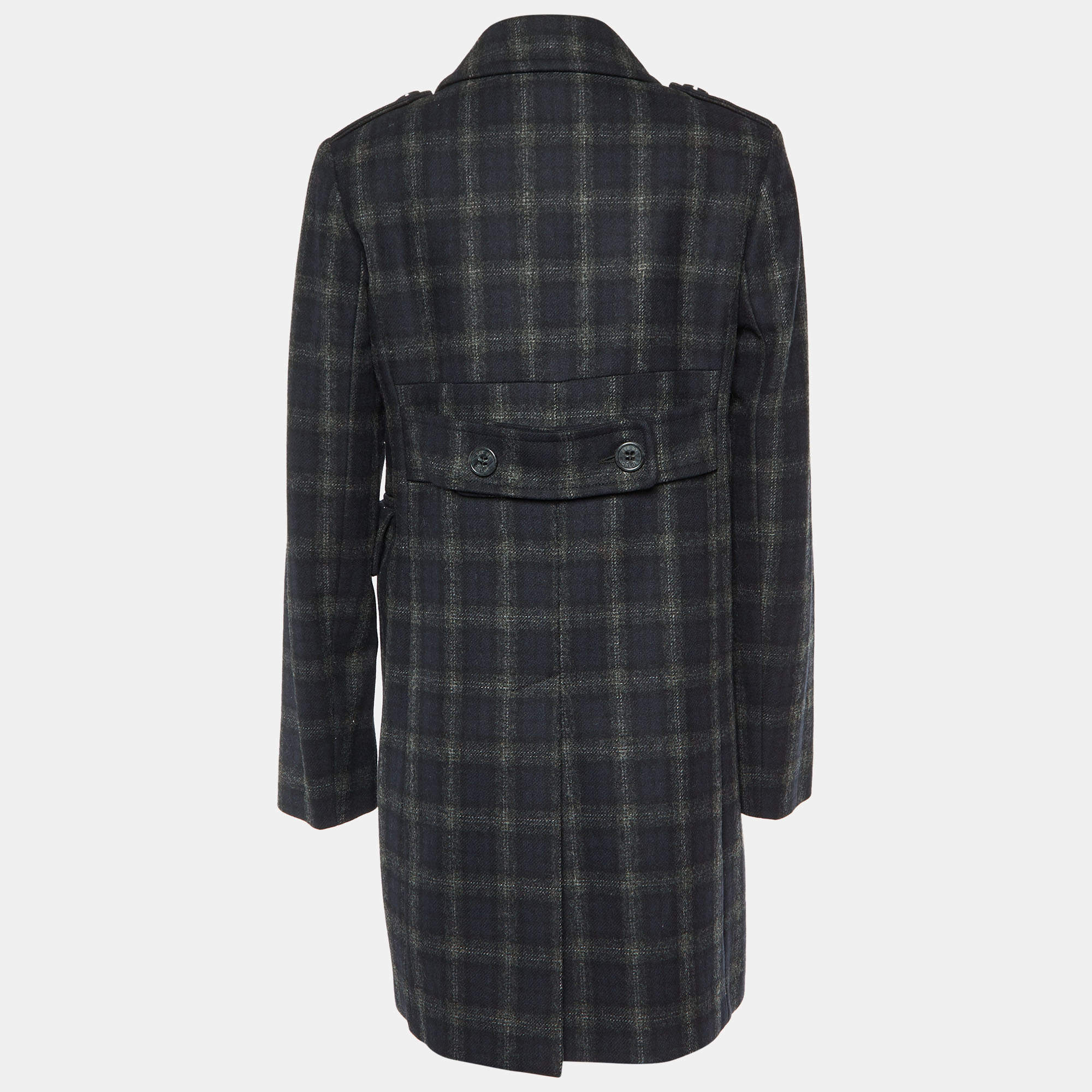 See by Chloe Black Checked Wool Double Breasted Coat M See by Chloe TLC