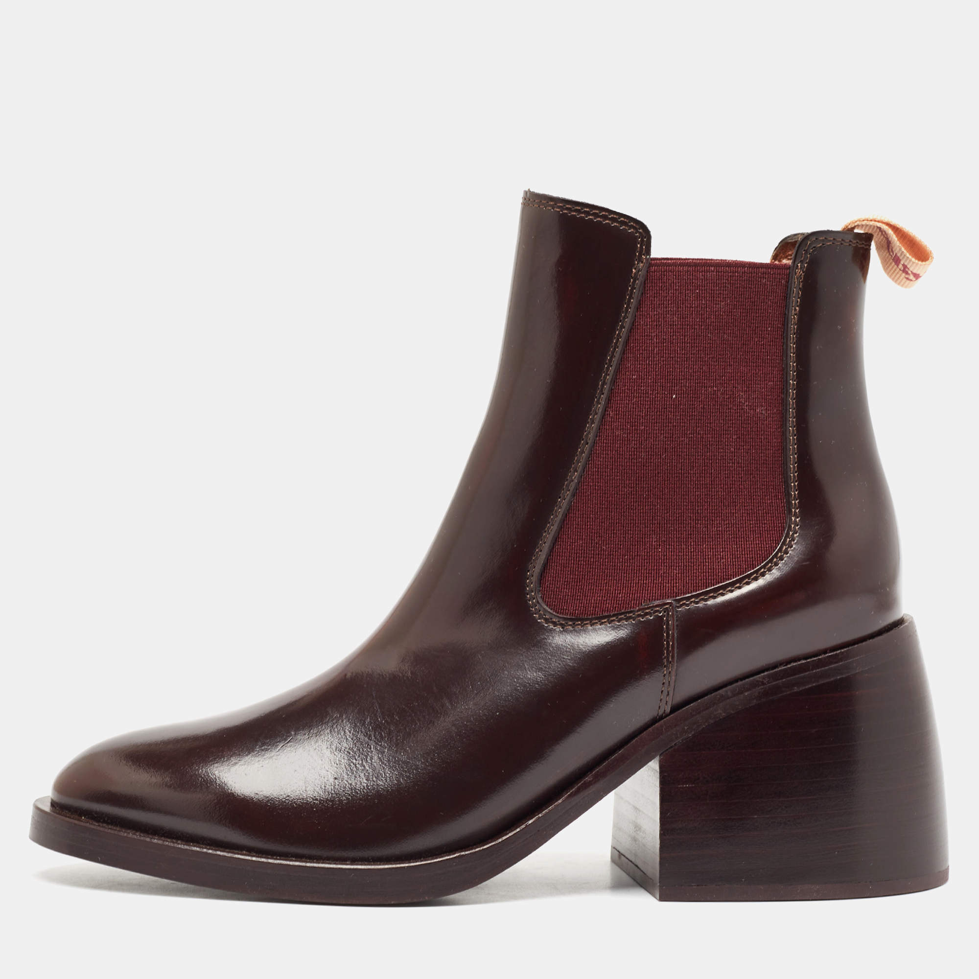 Pre Owned See by Chloe Burgundy Leather Hiking Boots Size 36