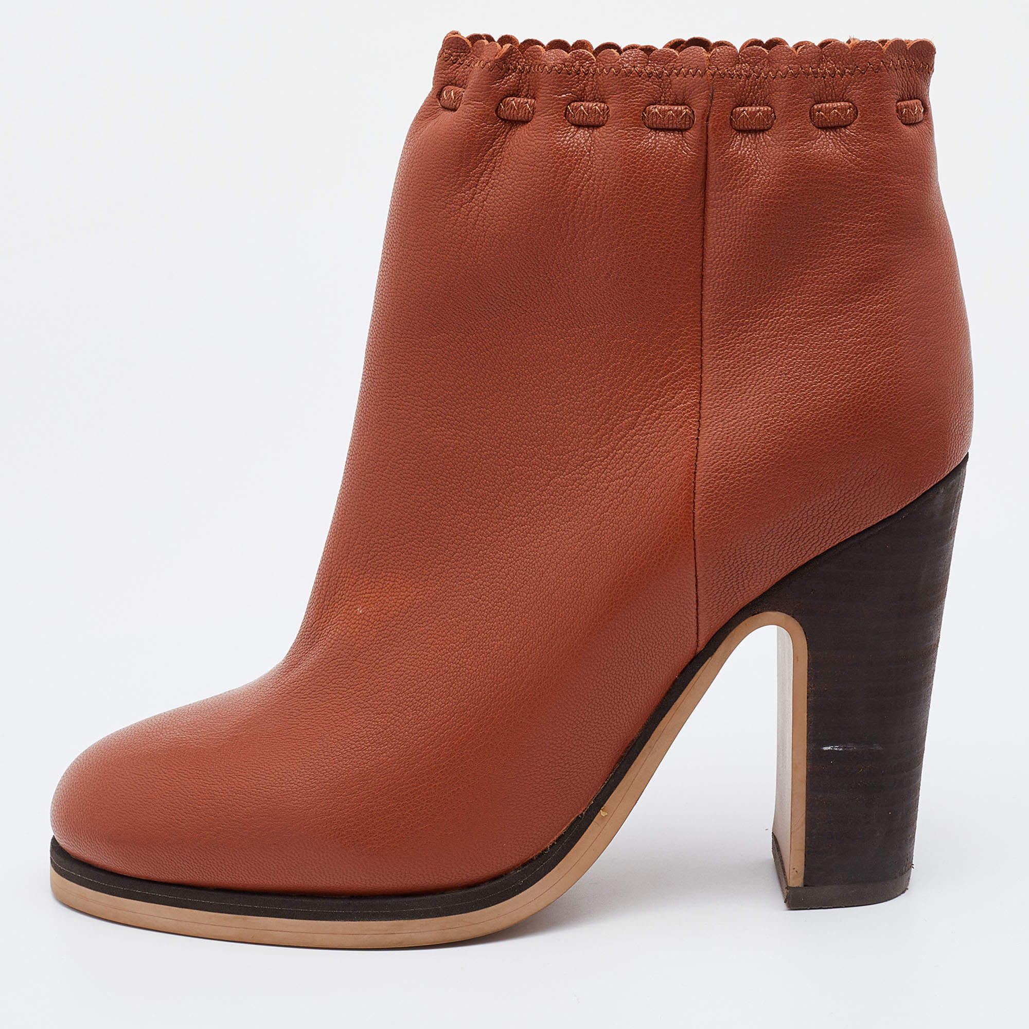 مملوكة مسبقًا See By Chloe Brown Leather Ankle Length Boots Size 37.5