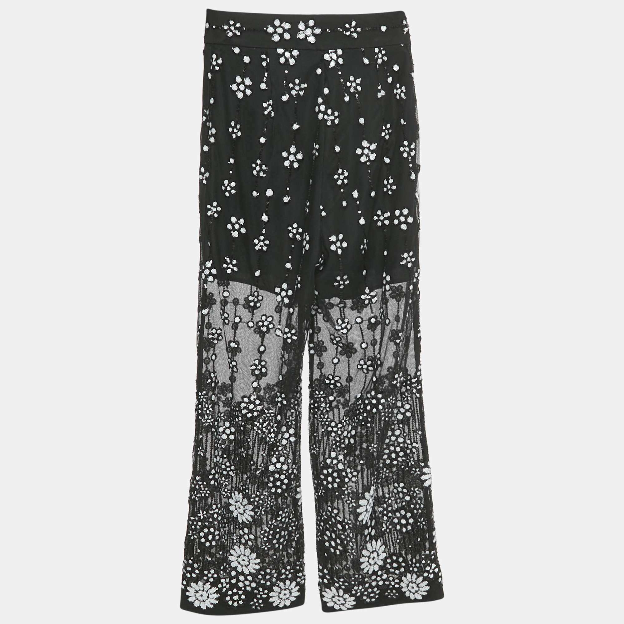 Self-Portrait Black Sequined Deco Trousers S