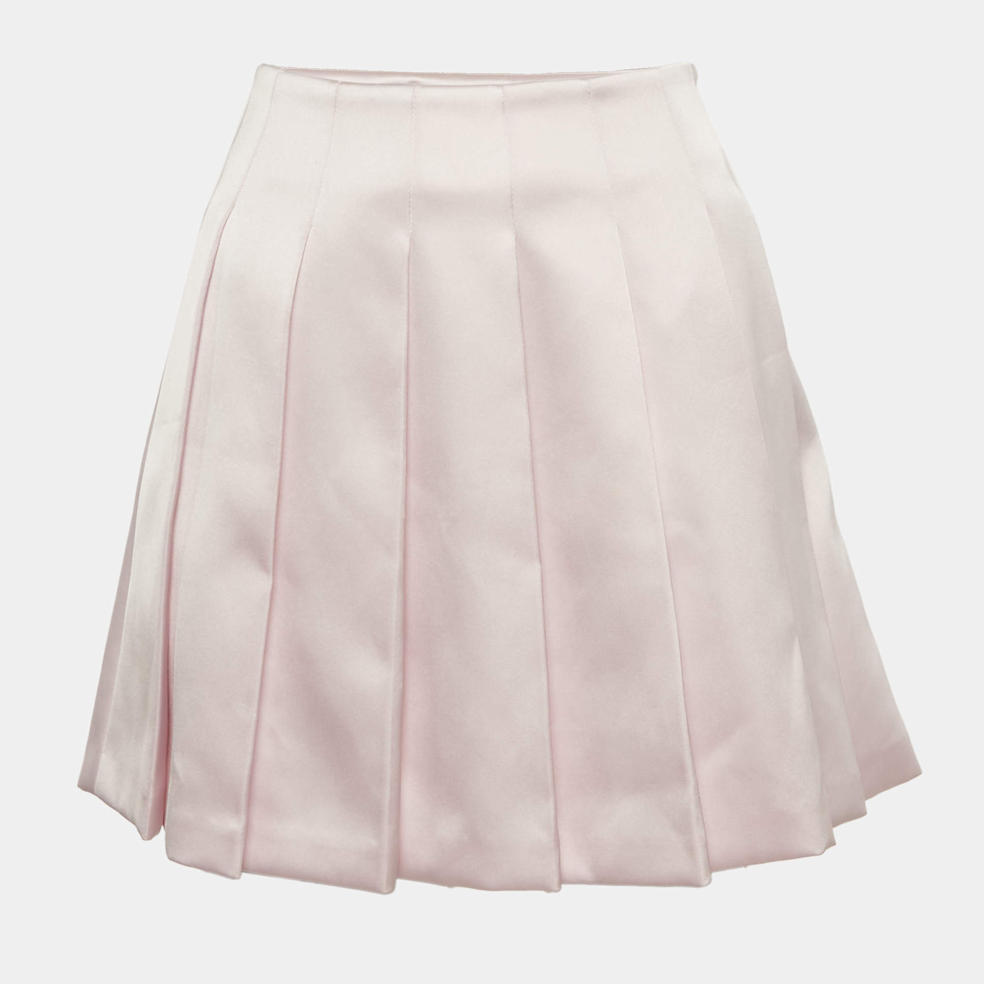 Pre Owned Self-Portrait Pink Satin Pleated Mini Skirt S