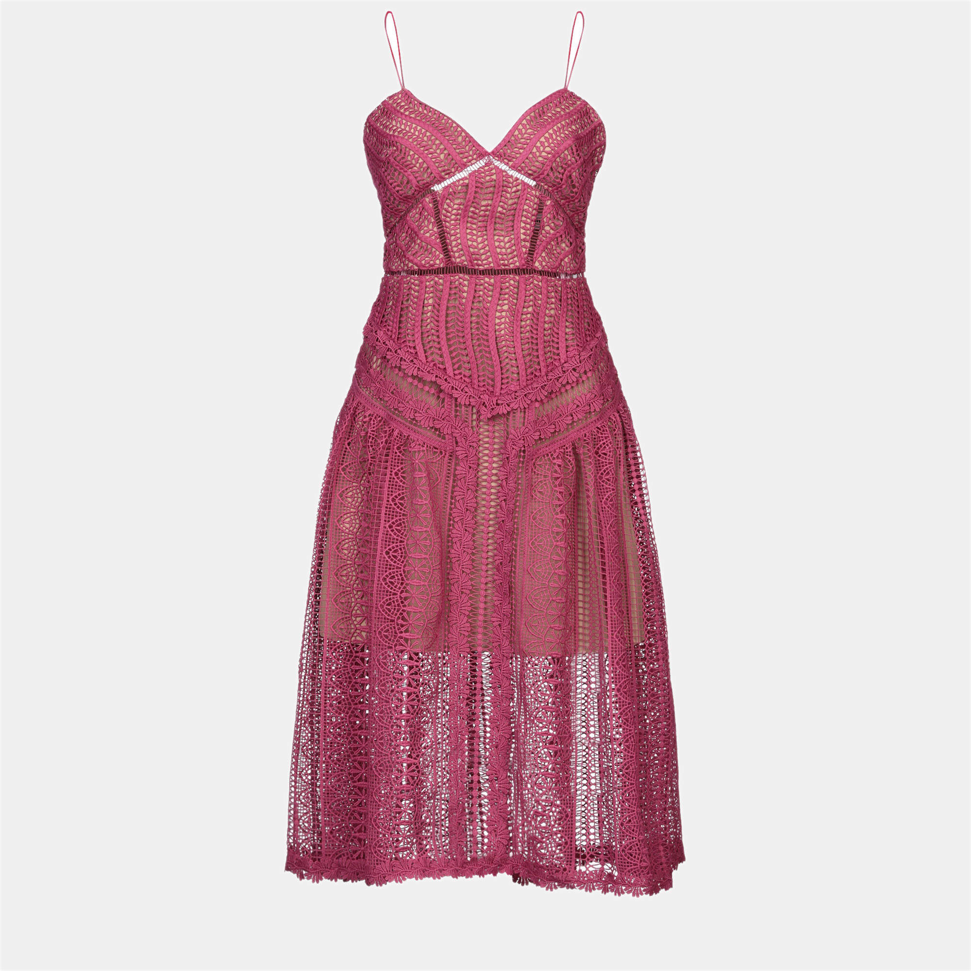 Pre Owned Self Portrait Polyester Midi Dress 8