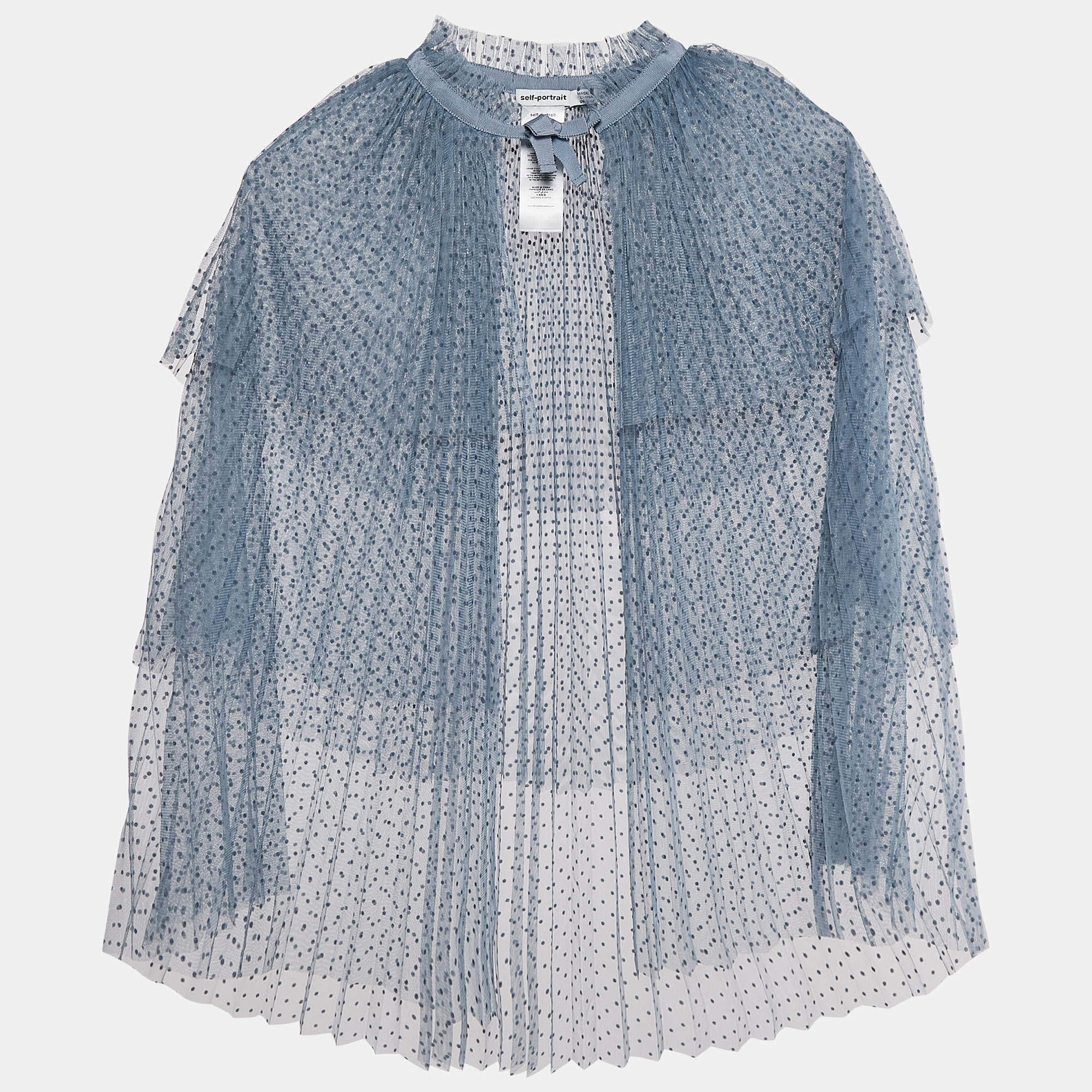 Self-Portrait Blue Dot Mesh Cape S/M