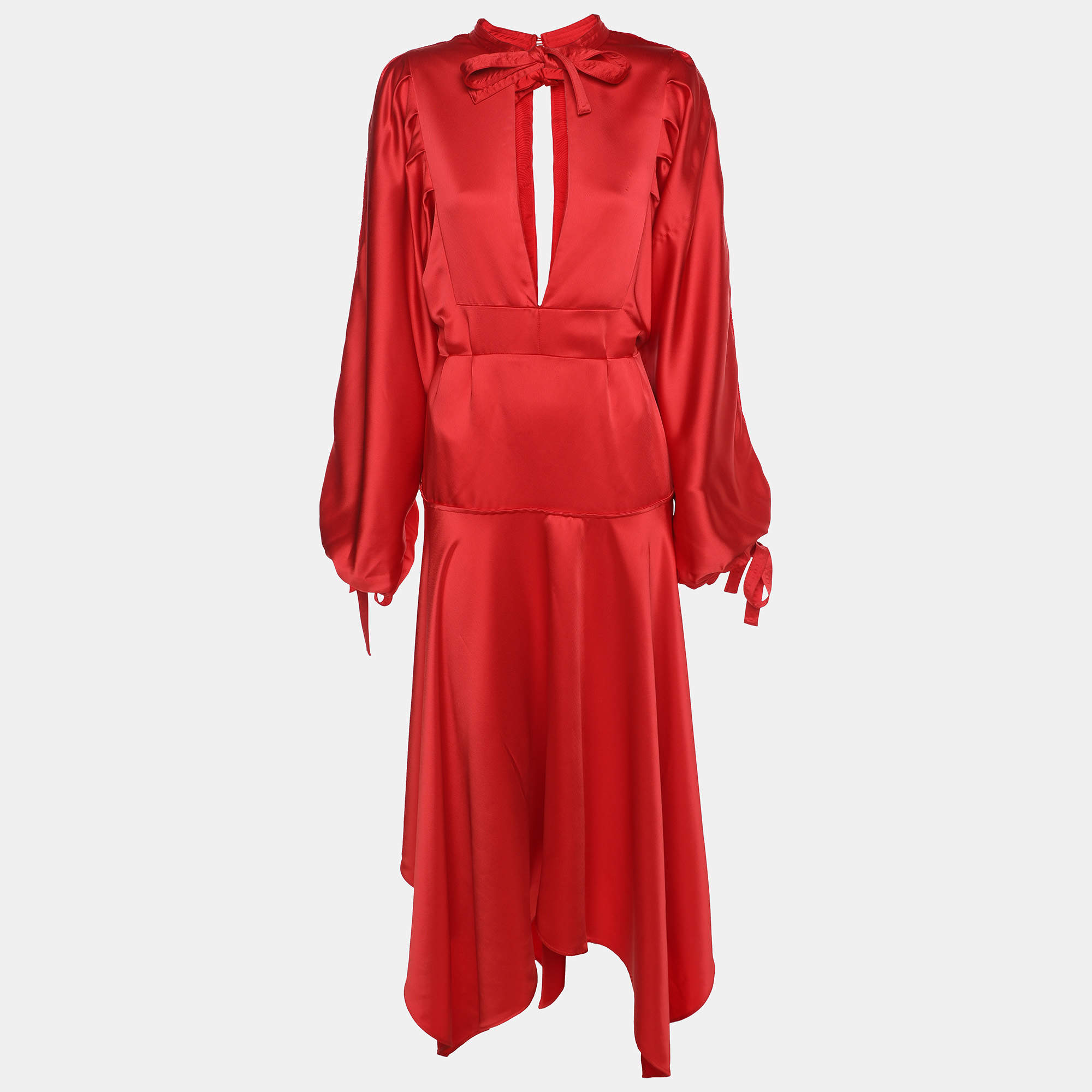 Self-Portrait Red Satin Midi Dress L