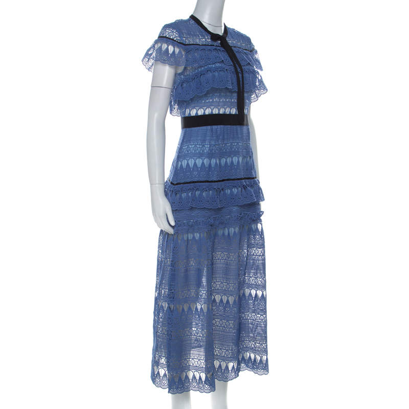 daphne teardrop guipure midi dress