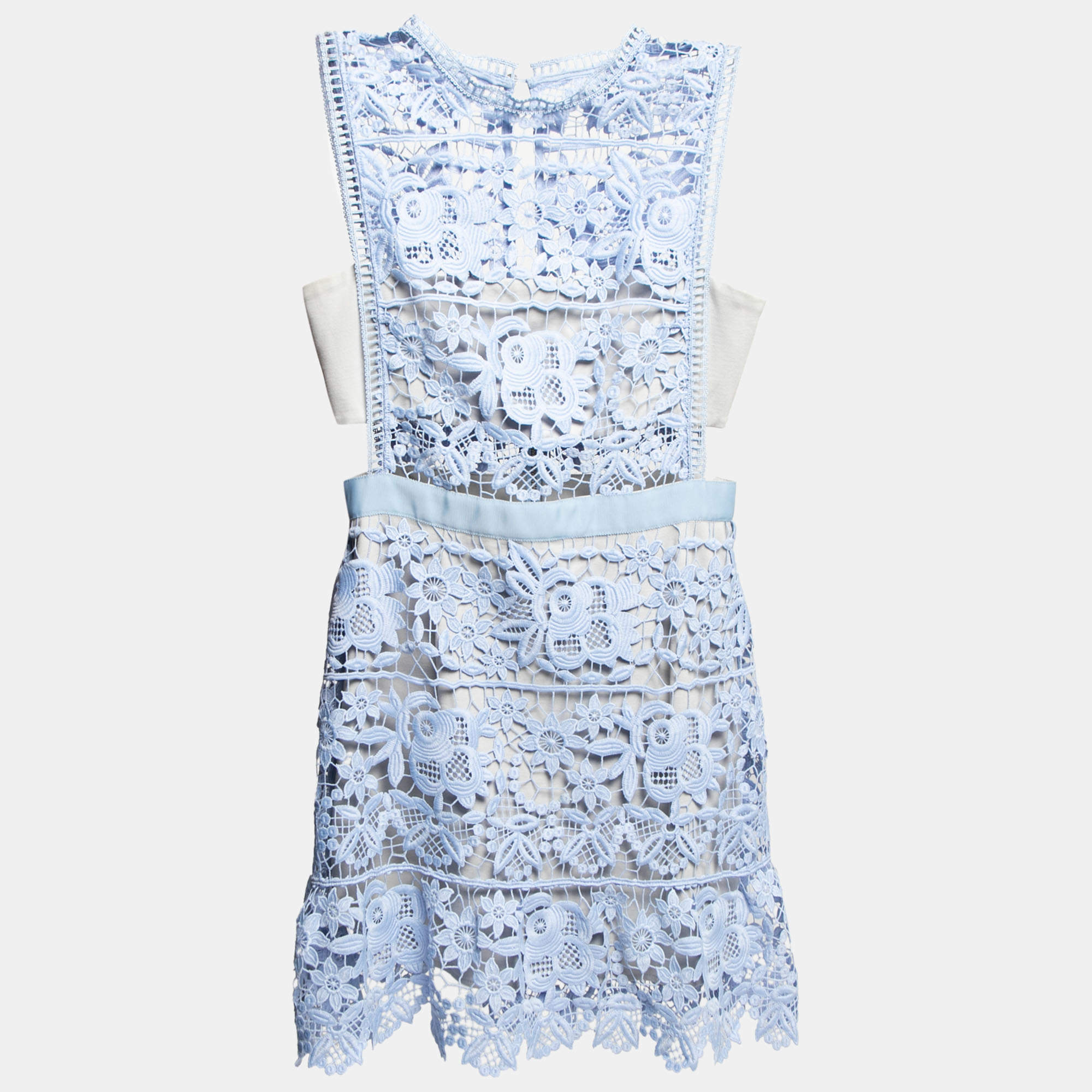Pre Owned فستان ميني سيلف بورتريت دانتيل جوبير أزرق واسع مقاس وسط - ميديوم
