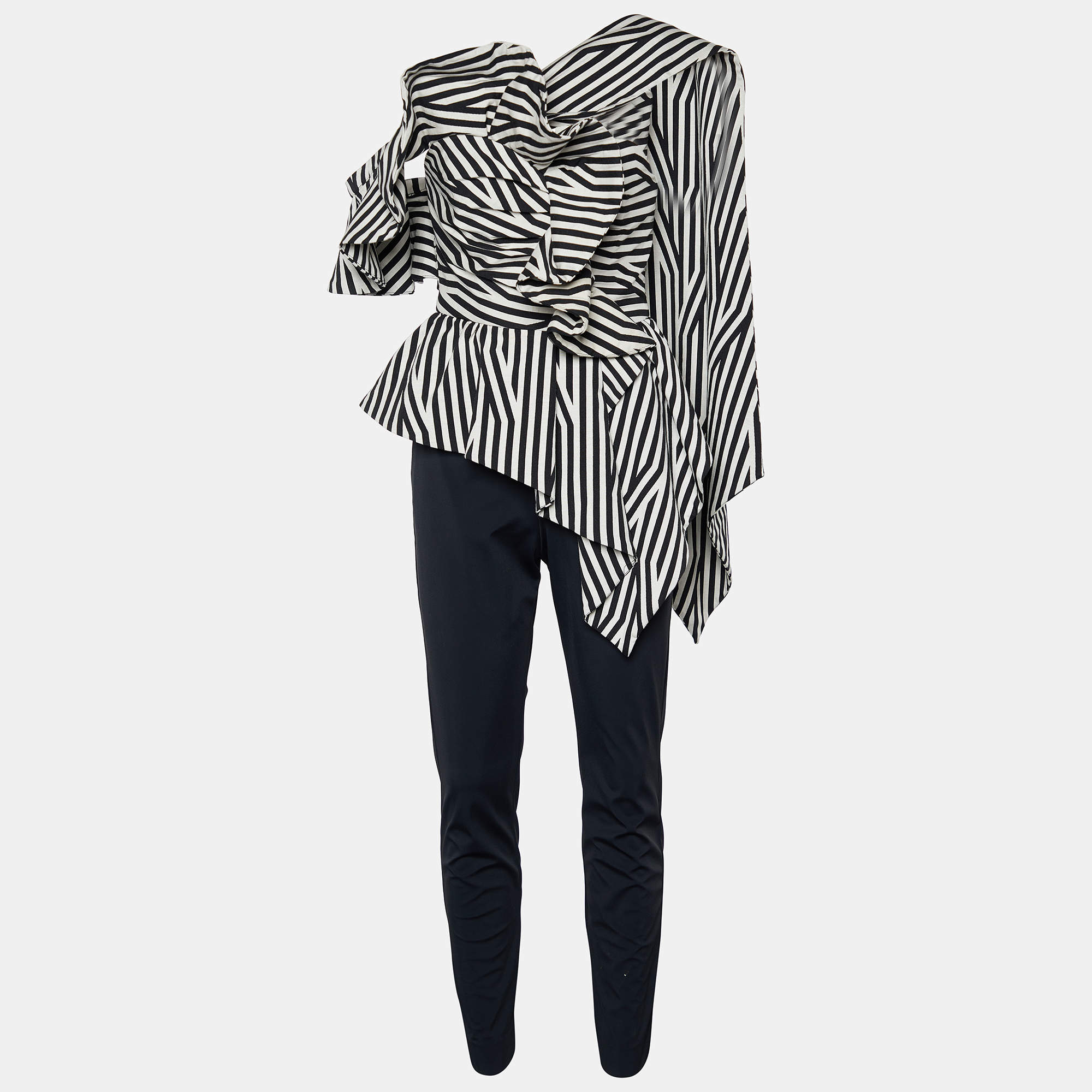 Self-Portrait Monochrome Cotton Ruffle Detail Jumpsuit S