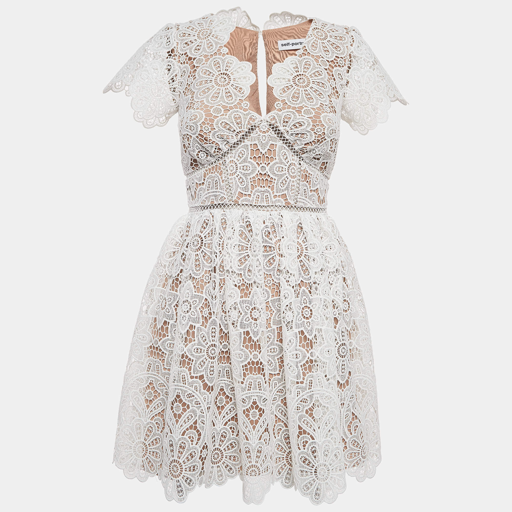 Self-Portrait White Floral Guipure Lace Mini Dress S Self-Portrait | TLC