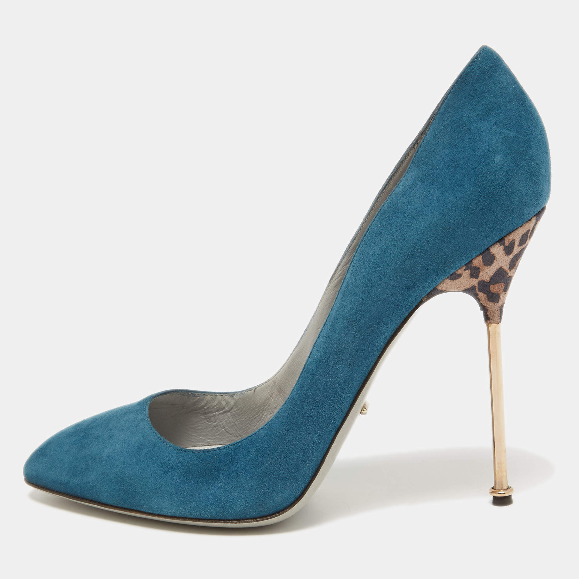 Pre Owned Sergio Rossi Blue Suede Pointed Toe Pumps Size 40