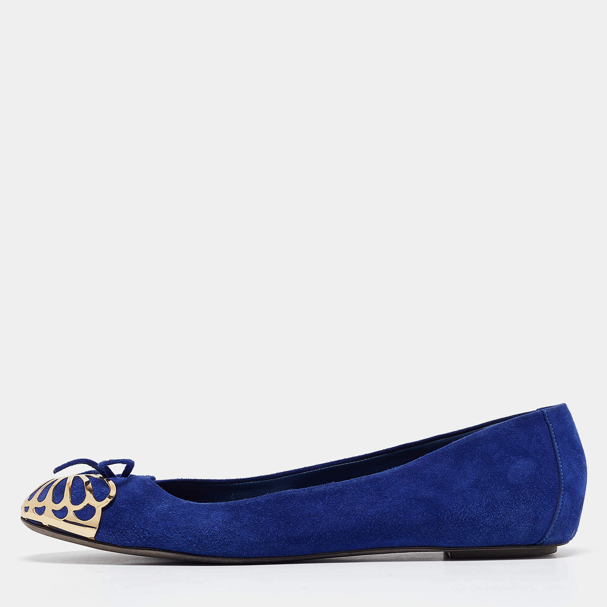 Pre Owned Sergio Rossi Blue Suede Ballet Flats Size 40