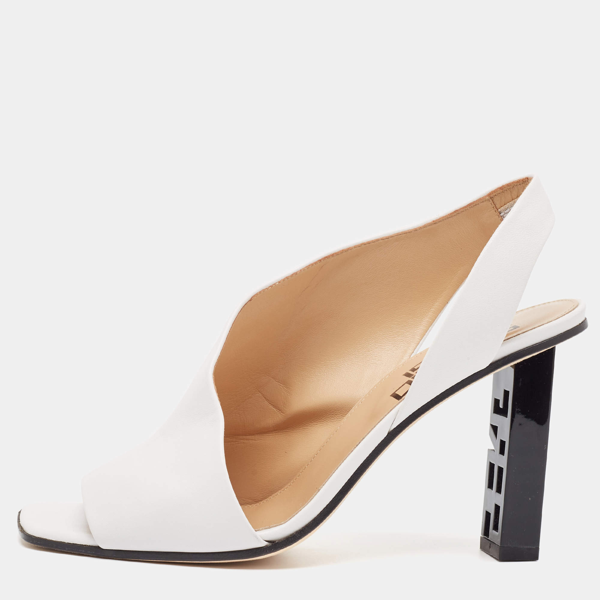 مملوكة مسبقًا Sergio Rossi White Leather D'orsay Slingback Sandals Size 41