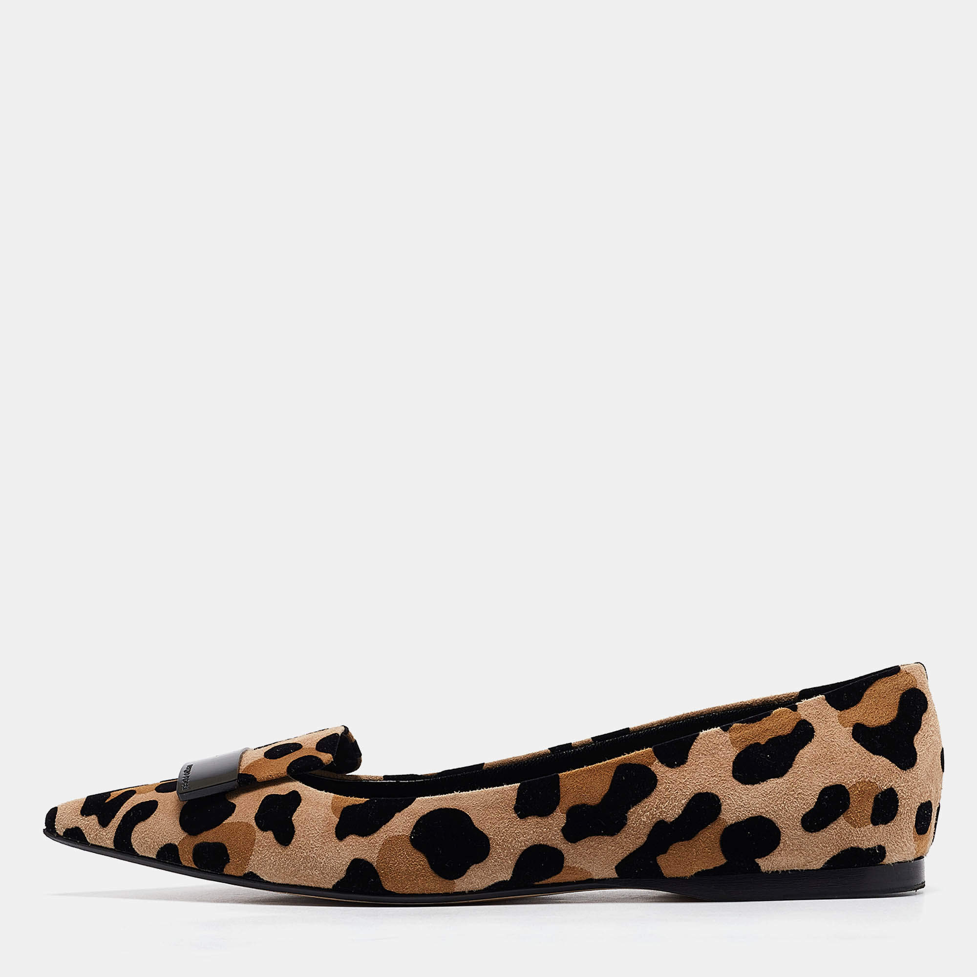 Pre Owned Sergio Rossi Brown Suede SR1 Ballet Flats Size 37