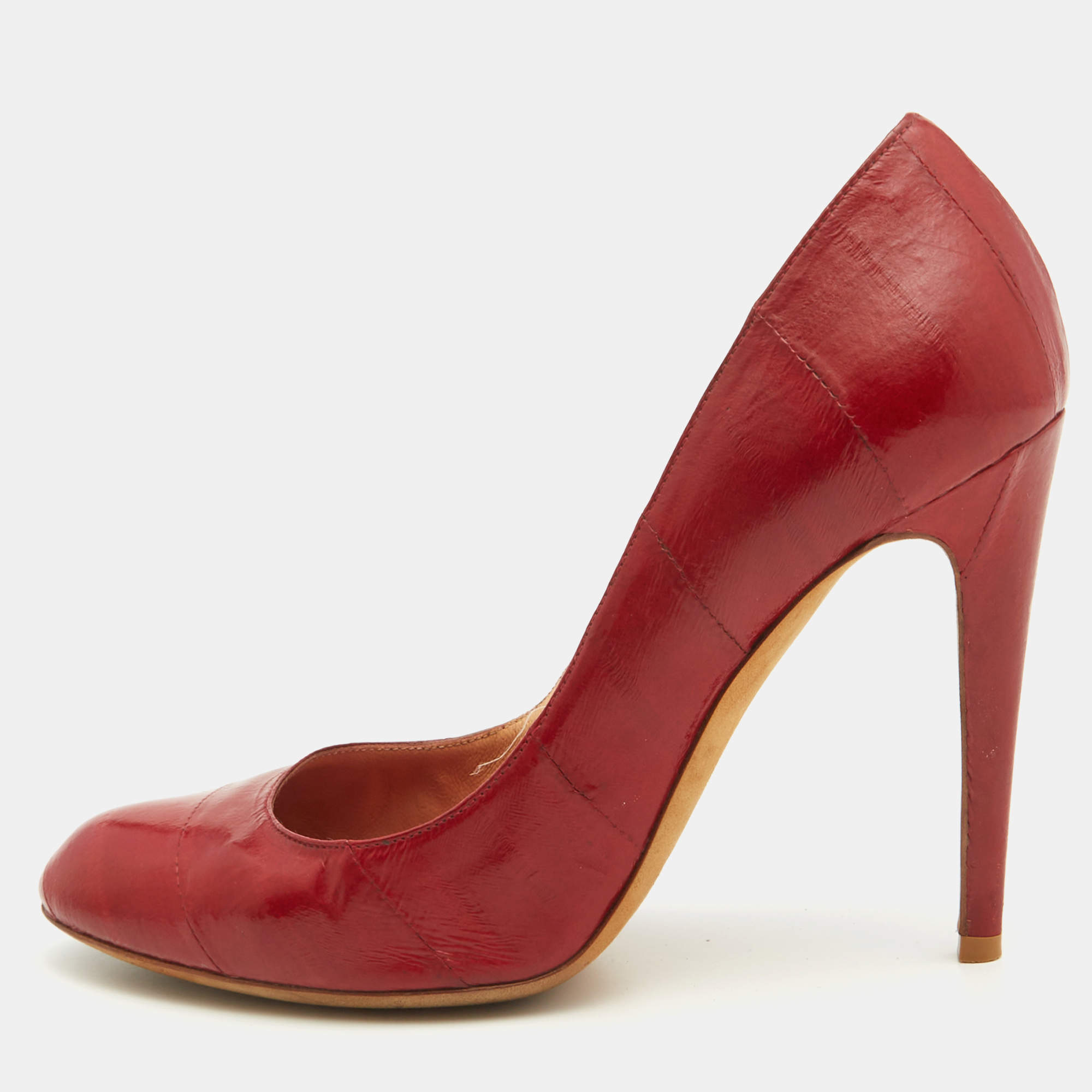 Pre Owned Sergio Rossi Red Eel Leather Pumps Size 40