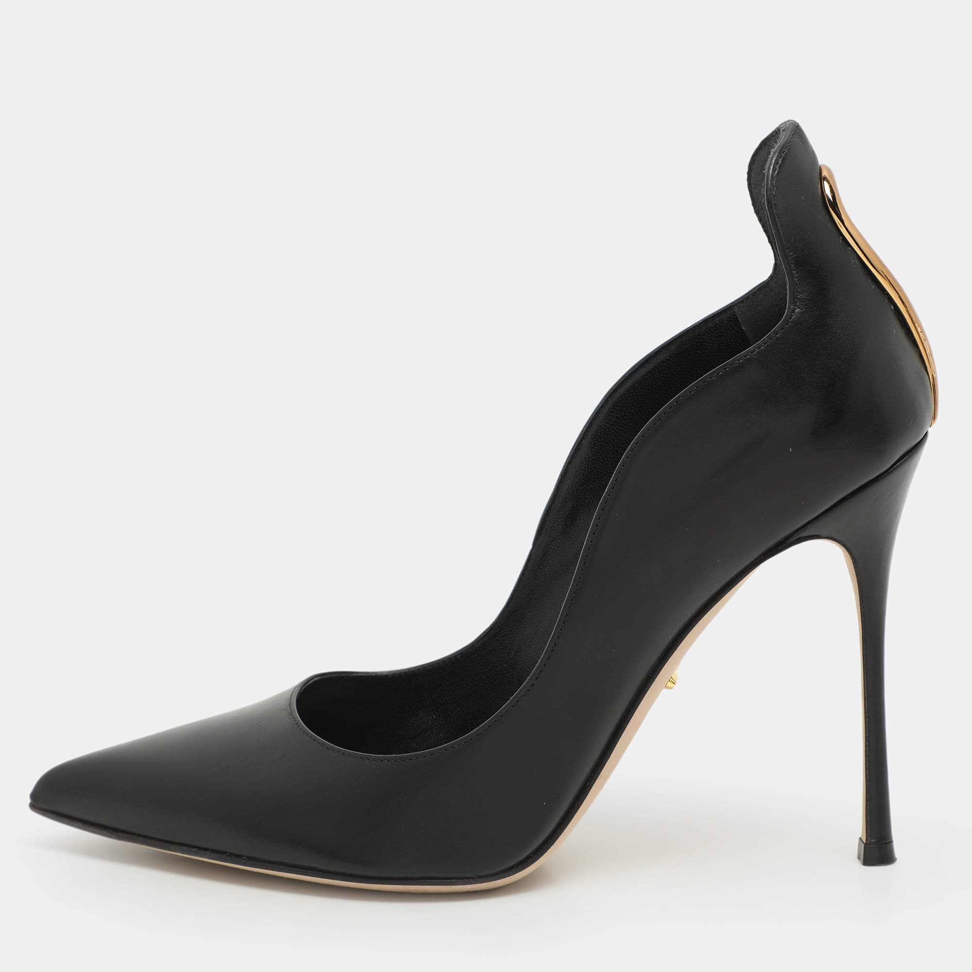Sergio Rossi Black Leather Pointed Toe Pumps Size 38