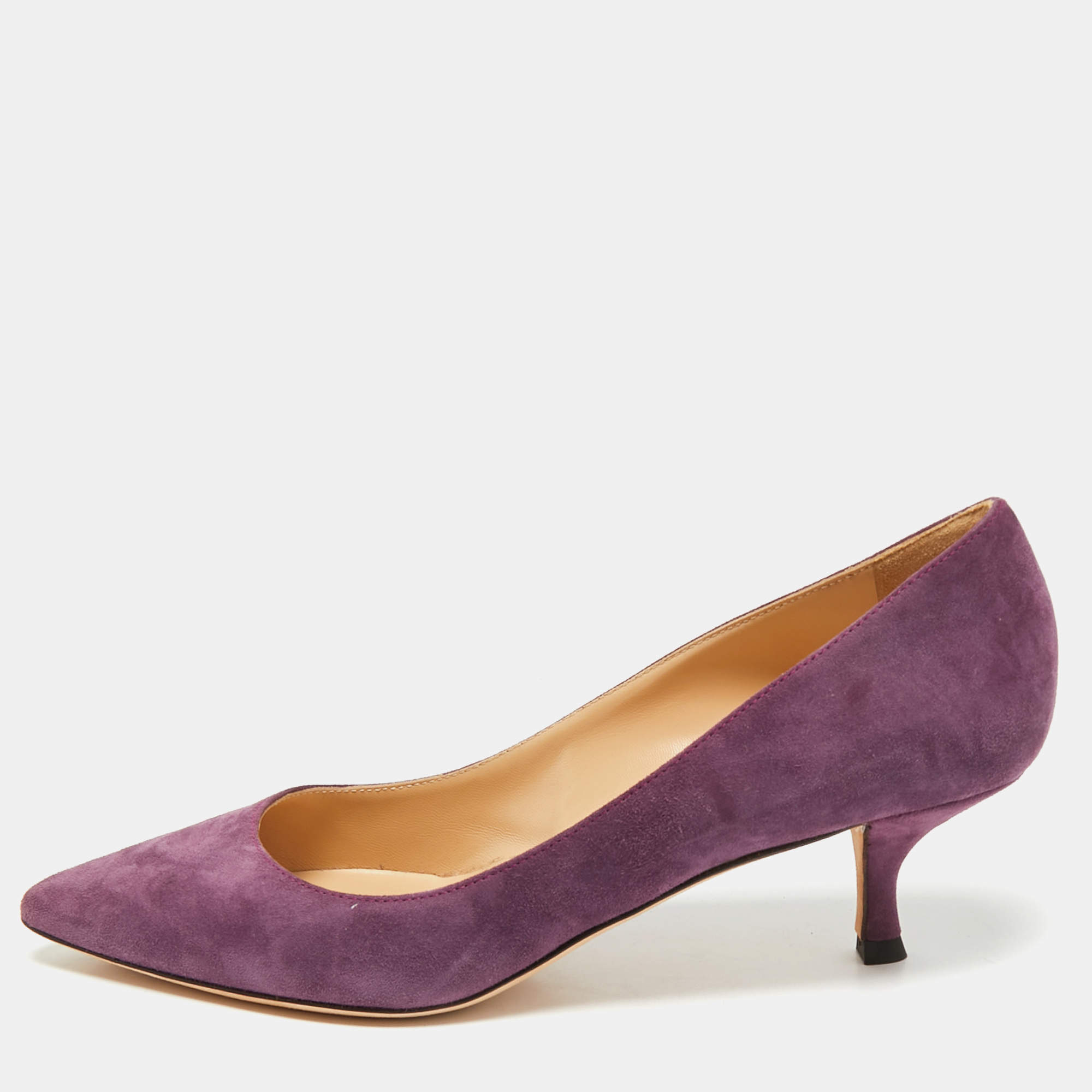Sergio Rossi Purple Suede Pointed Toe Pumps Size 38