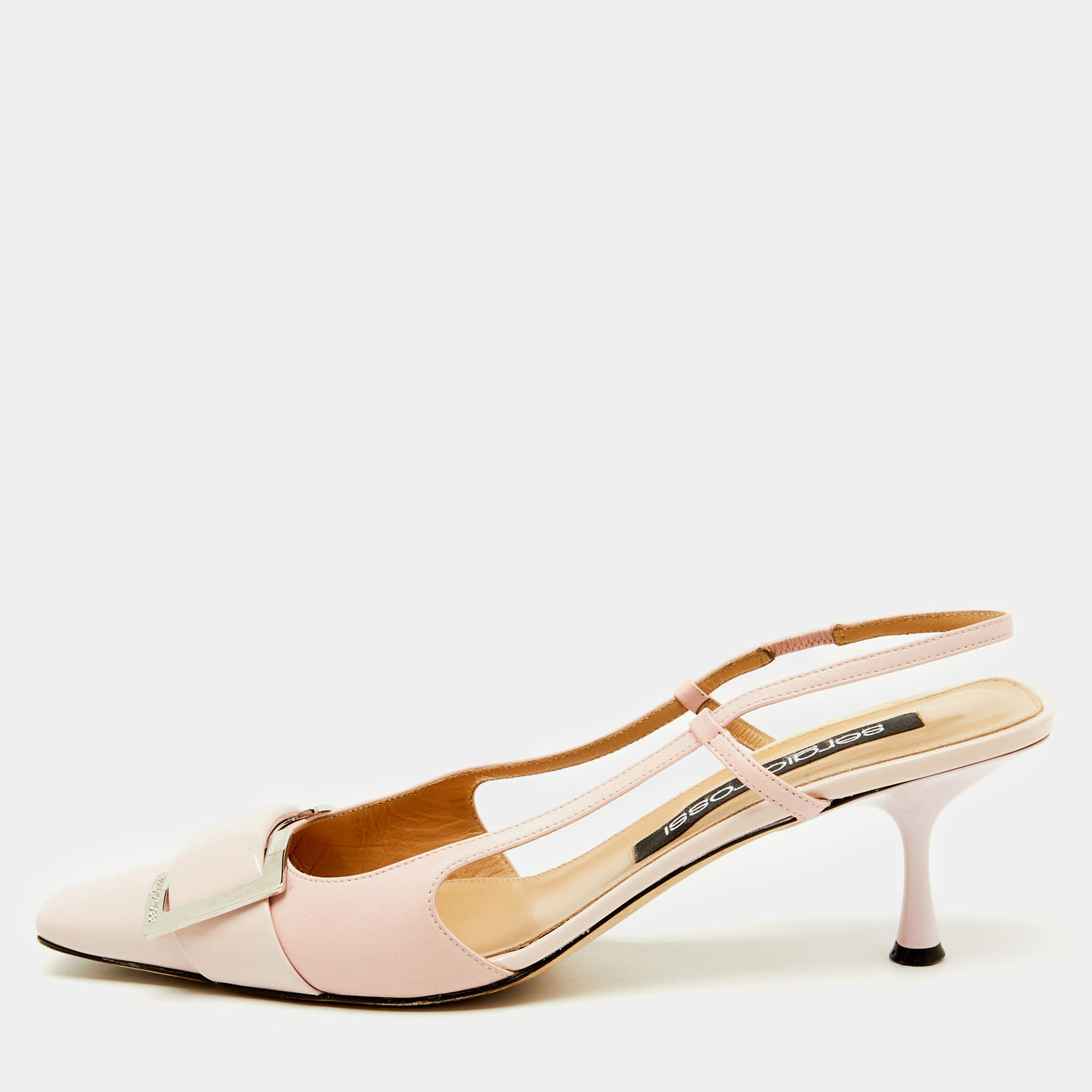 مملوكة مسبقًا Sergio Rossi Light Pink Patent Leather Sr Twenty Slingback Pumps Size 41