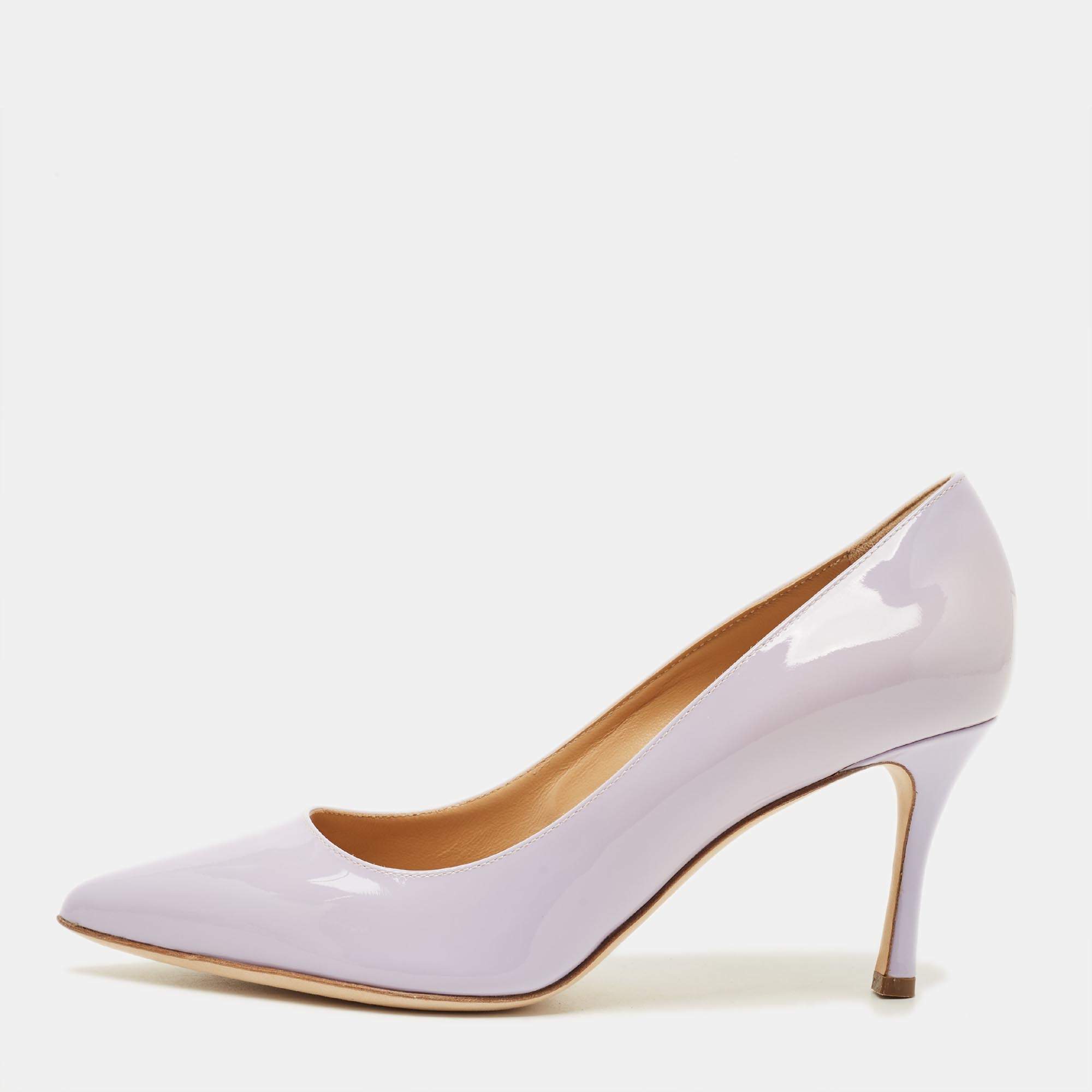 Pre Owned Sergio Rossi Size 38 Lilac Purple Patent Leather Pointed Toe Pumps