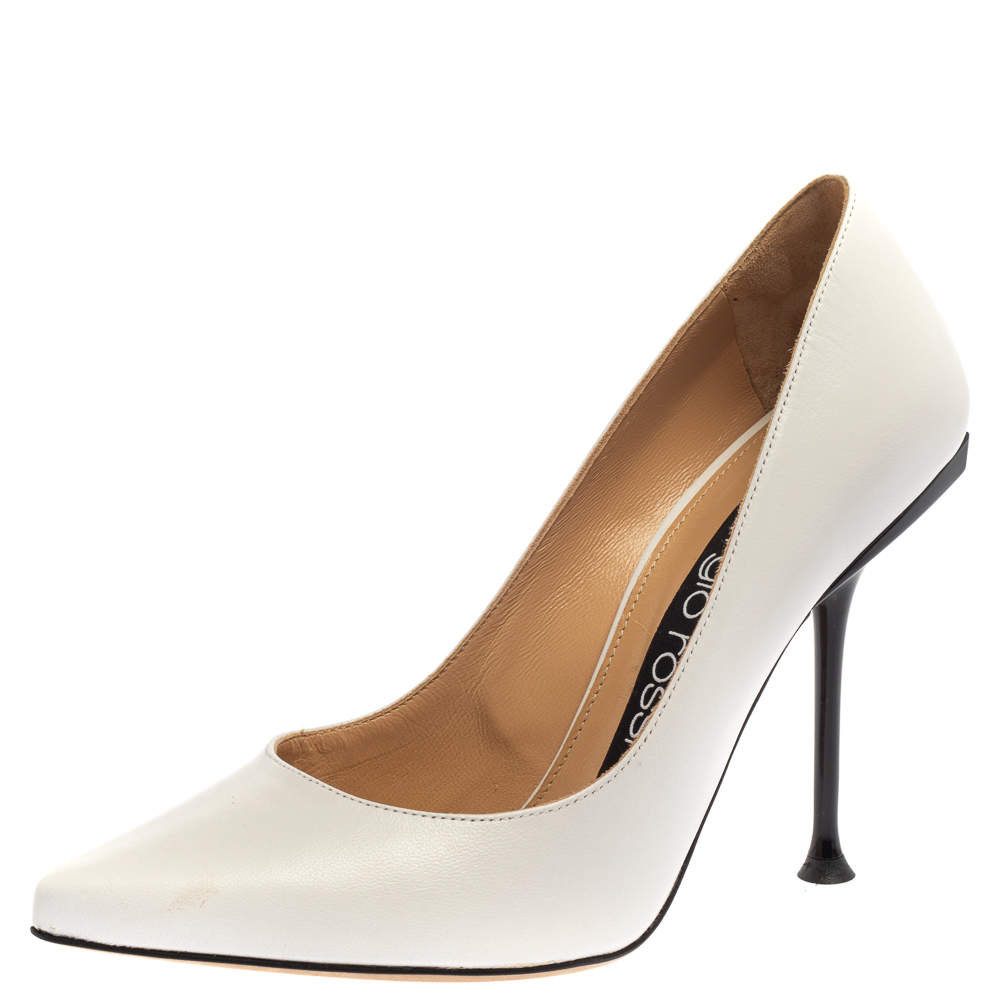 Sergio Rossi White Leather Pumps Size 36