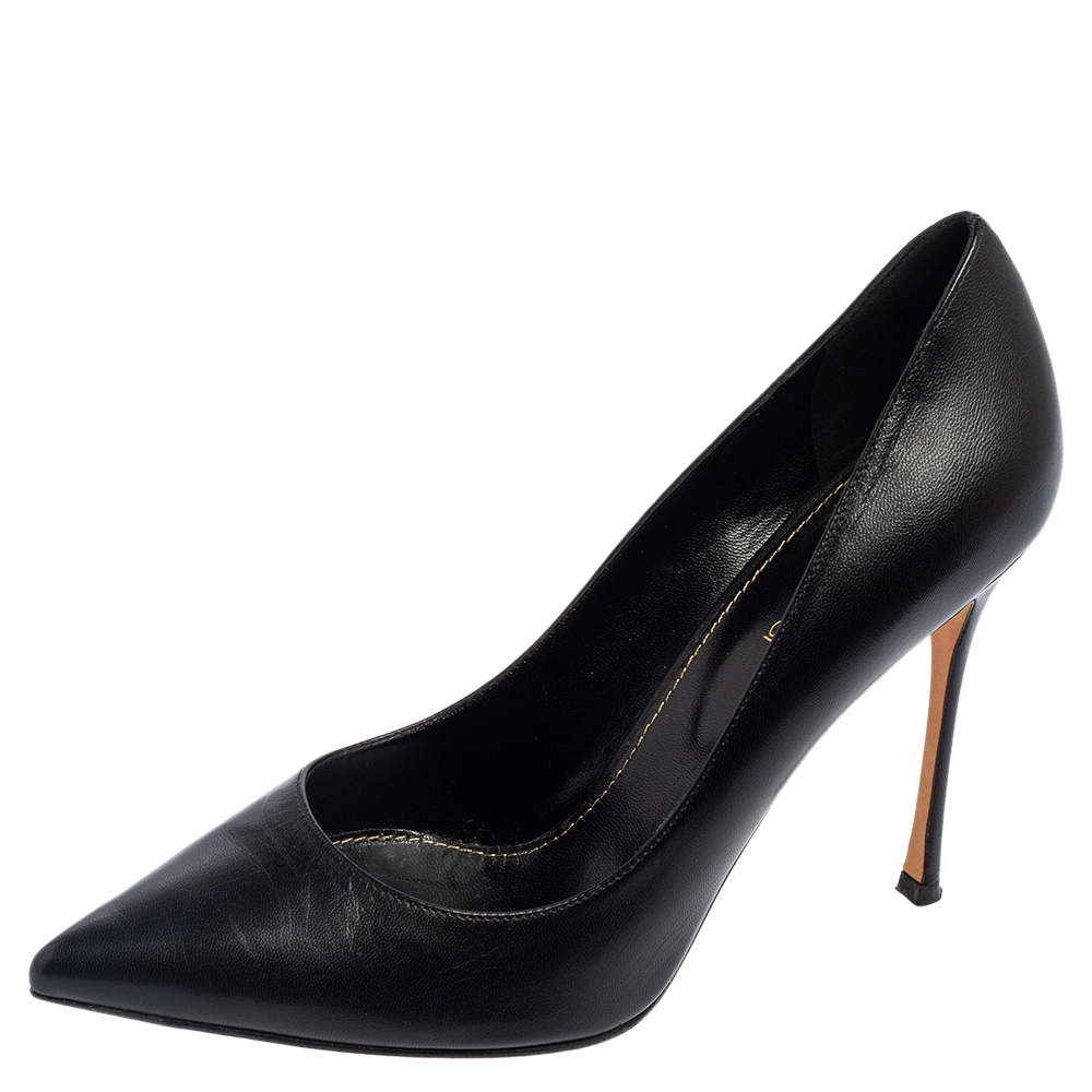 Pre Owned Sergio Rossi Black Leather Pointed Toe Pumps Size 39