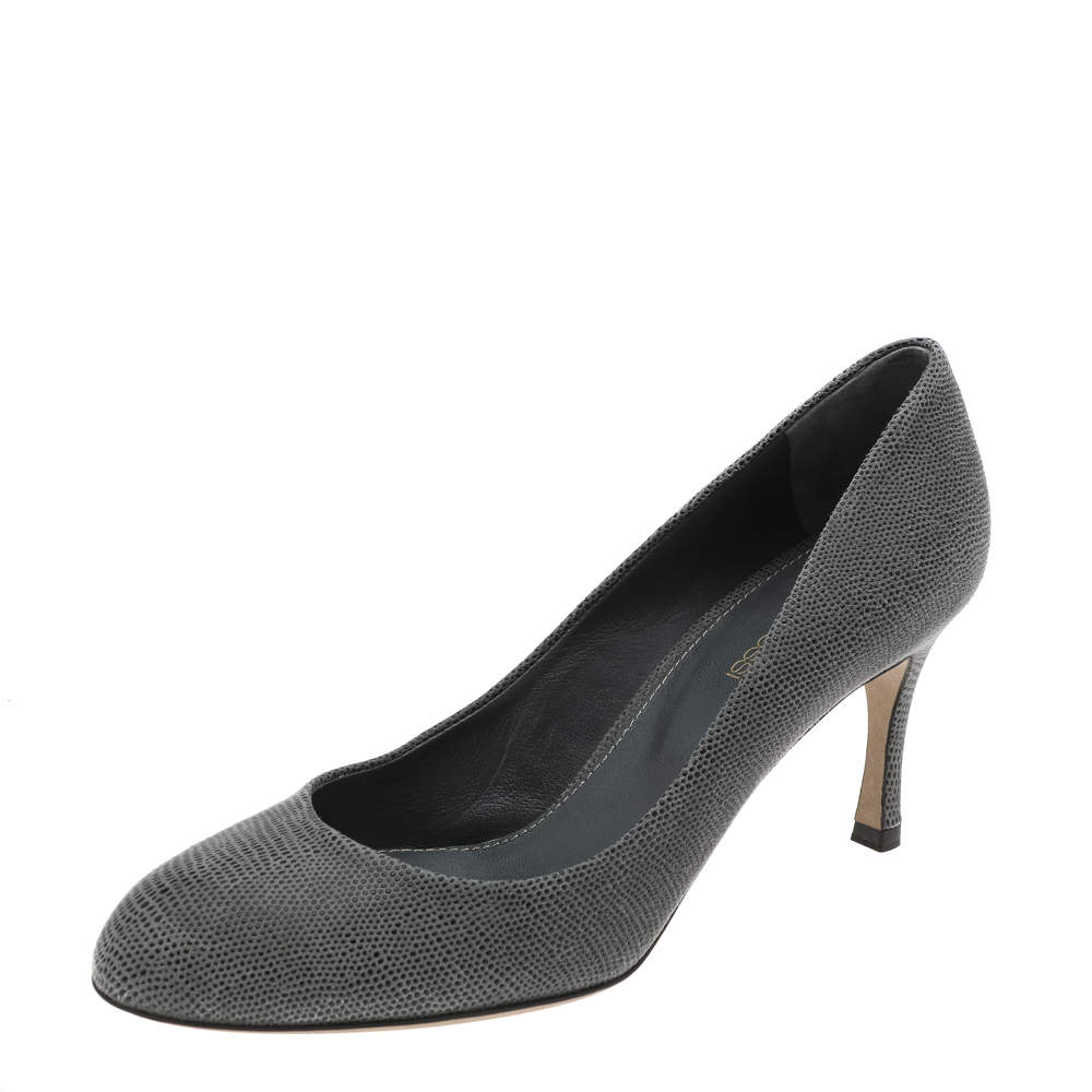 Pre Owned Sergio Rossi Grey Textured Suede Pumps Size 38