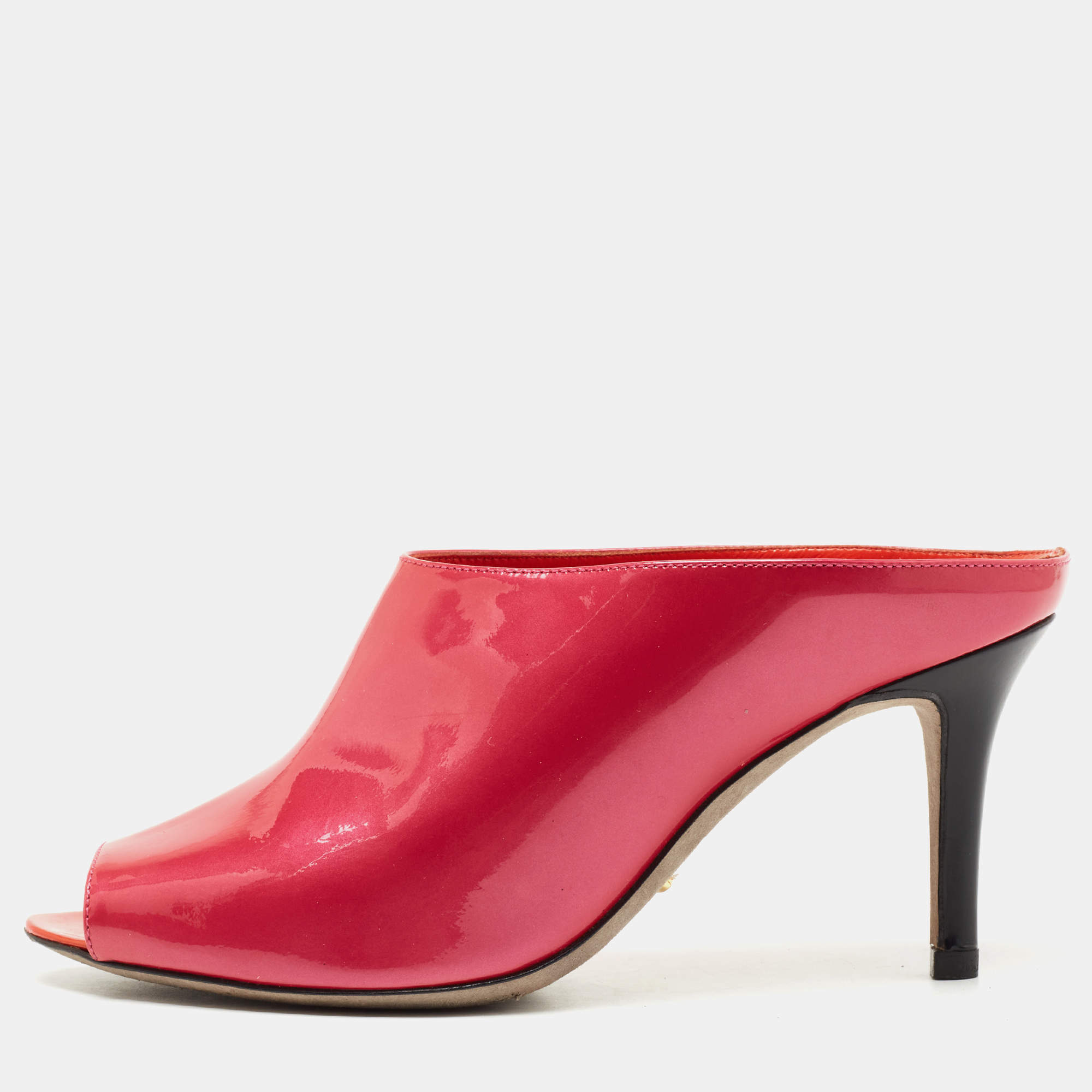 Pre Owned Sergio Rossi Pink Patent Leather Mules Size 35