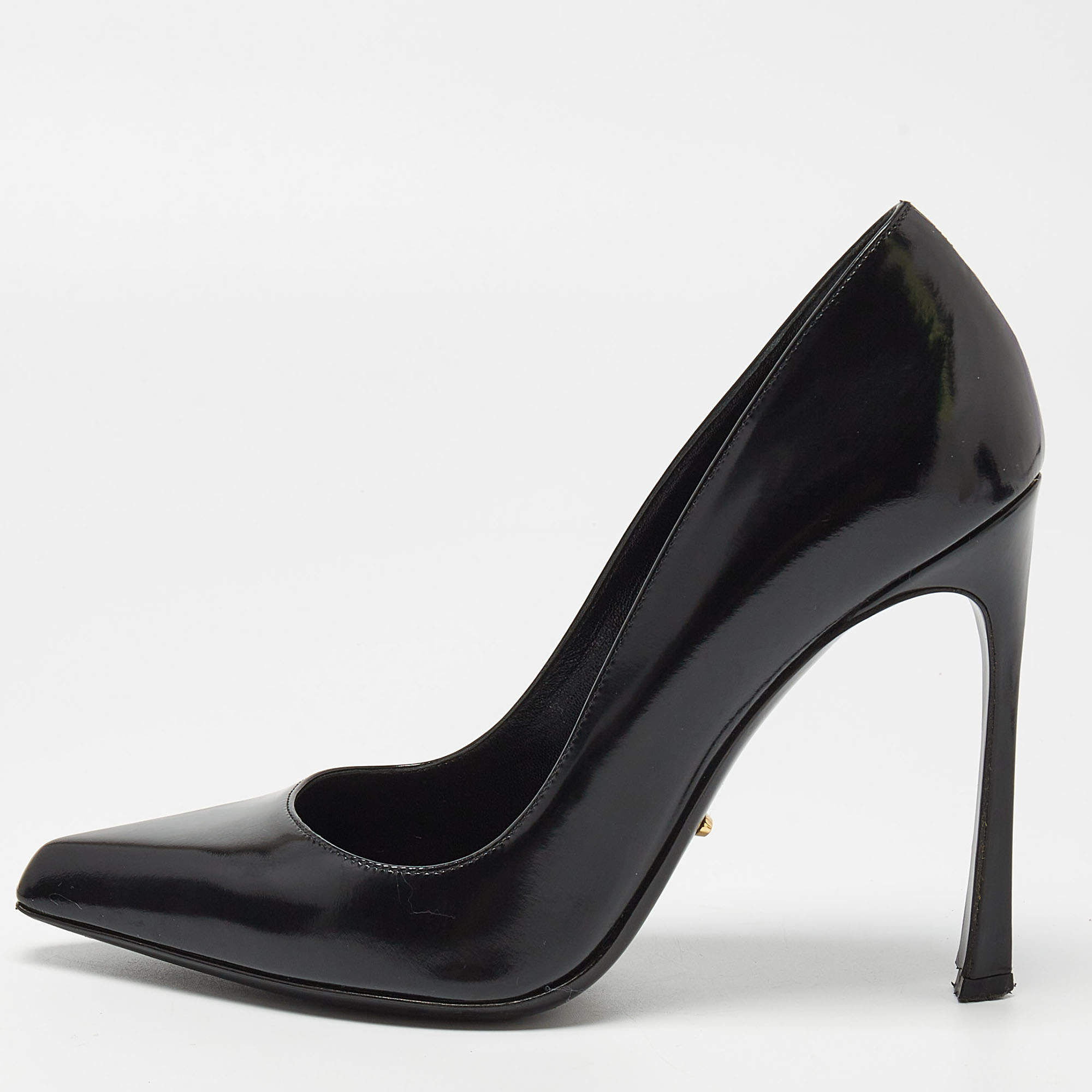 Pre Owned Sergio Rossi Black Leather Pointed Toe Pumps Size 37