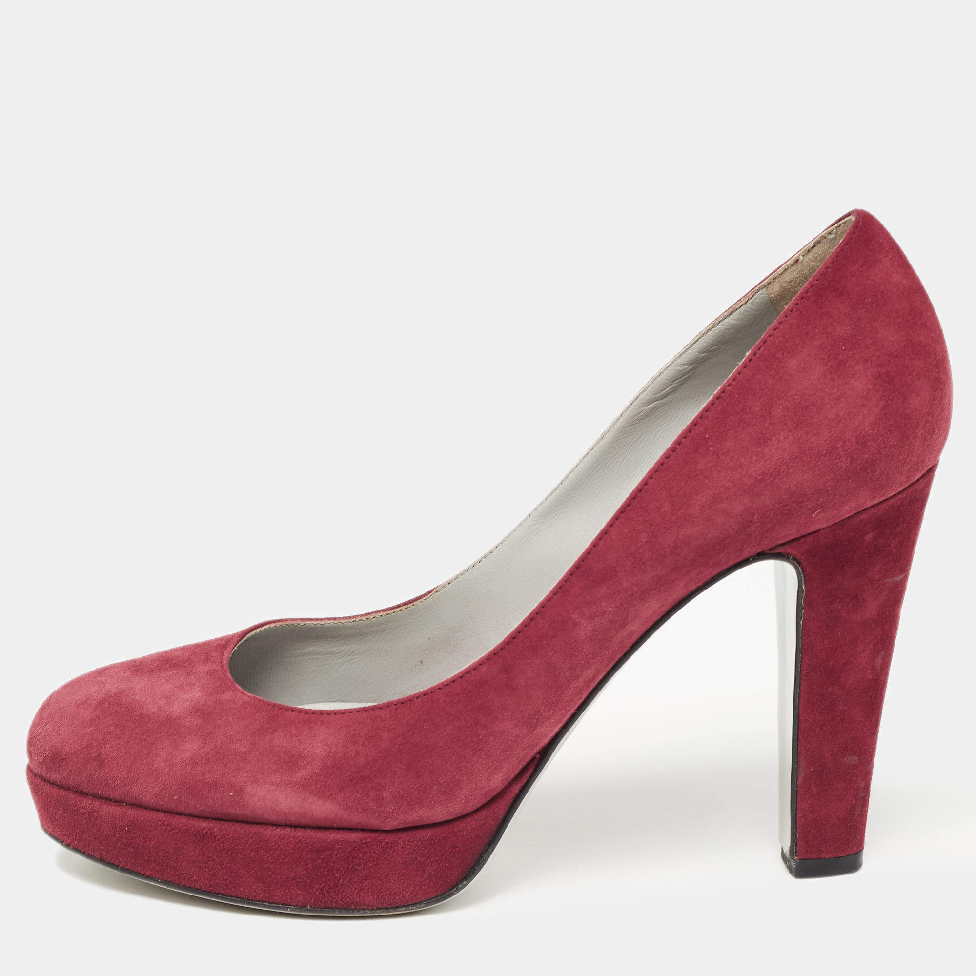 Sergio Rossi Burgundy Suede Platform Pumps Size 38