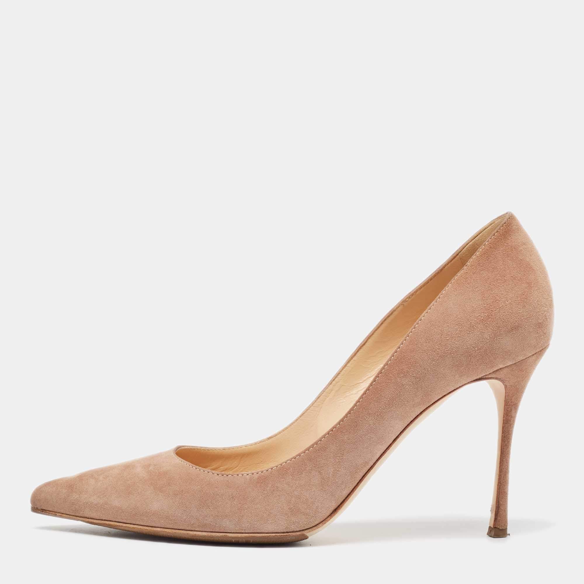 مملوكة مسبقًا Sergio Rossi Beige Suede Pointed Toe Pumps Size 39