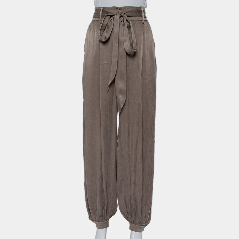 Shona Joy Olive Green Textured belted Elton Joggers M