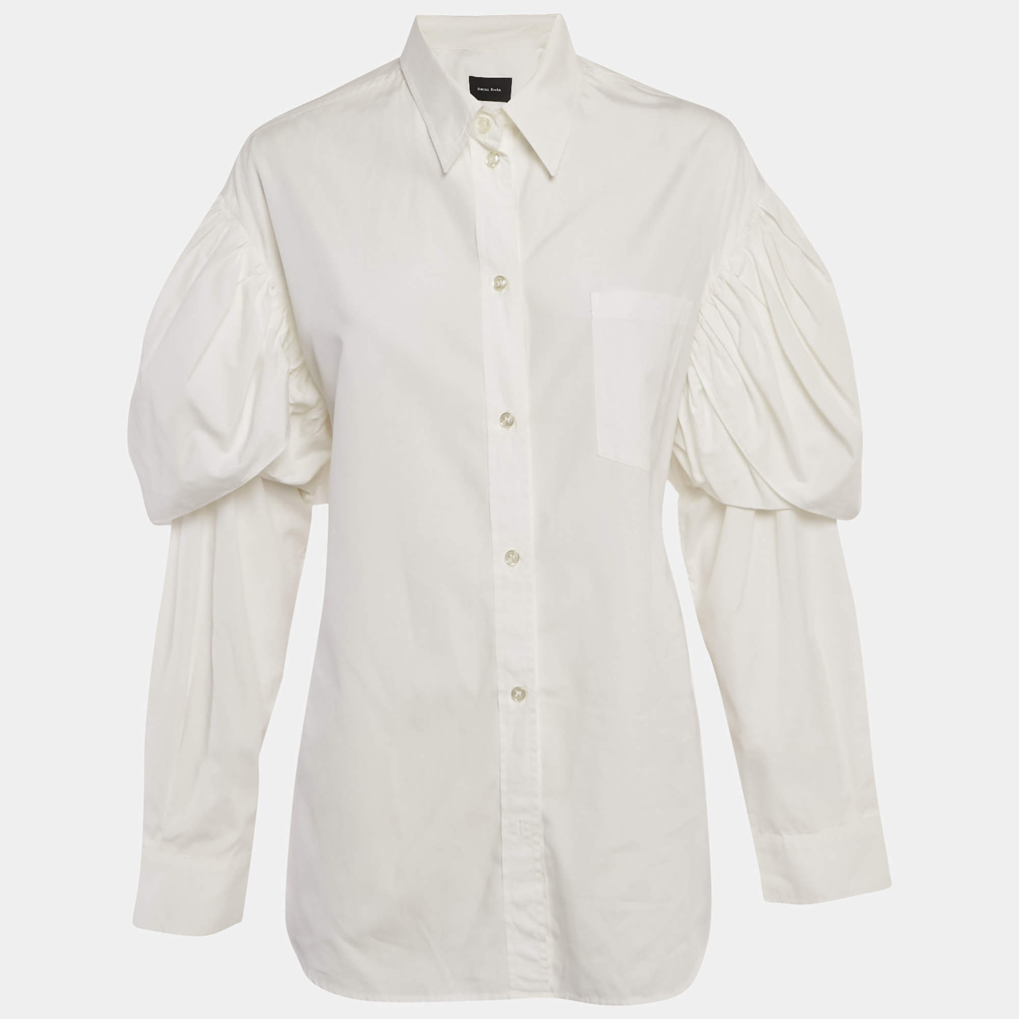 Pre Owned Simone Rocha White Cotton Gathered Sleeve Detail Shirt M