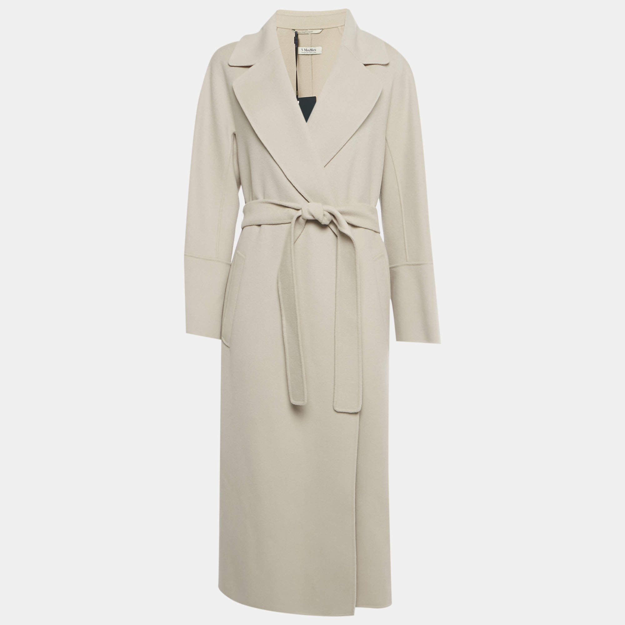 Pre Owned S'Max Mara Beige Wool Belted Elisa Coat L