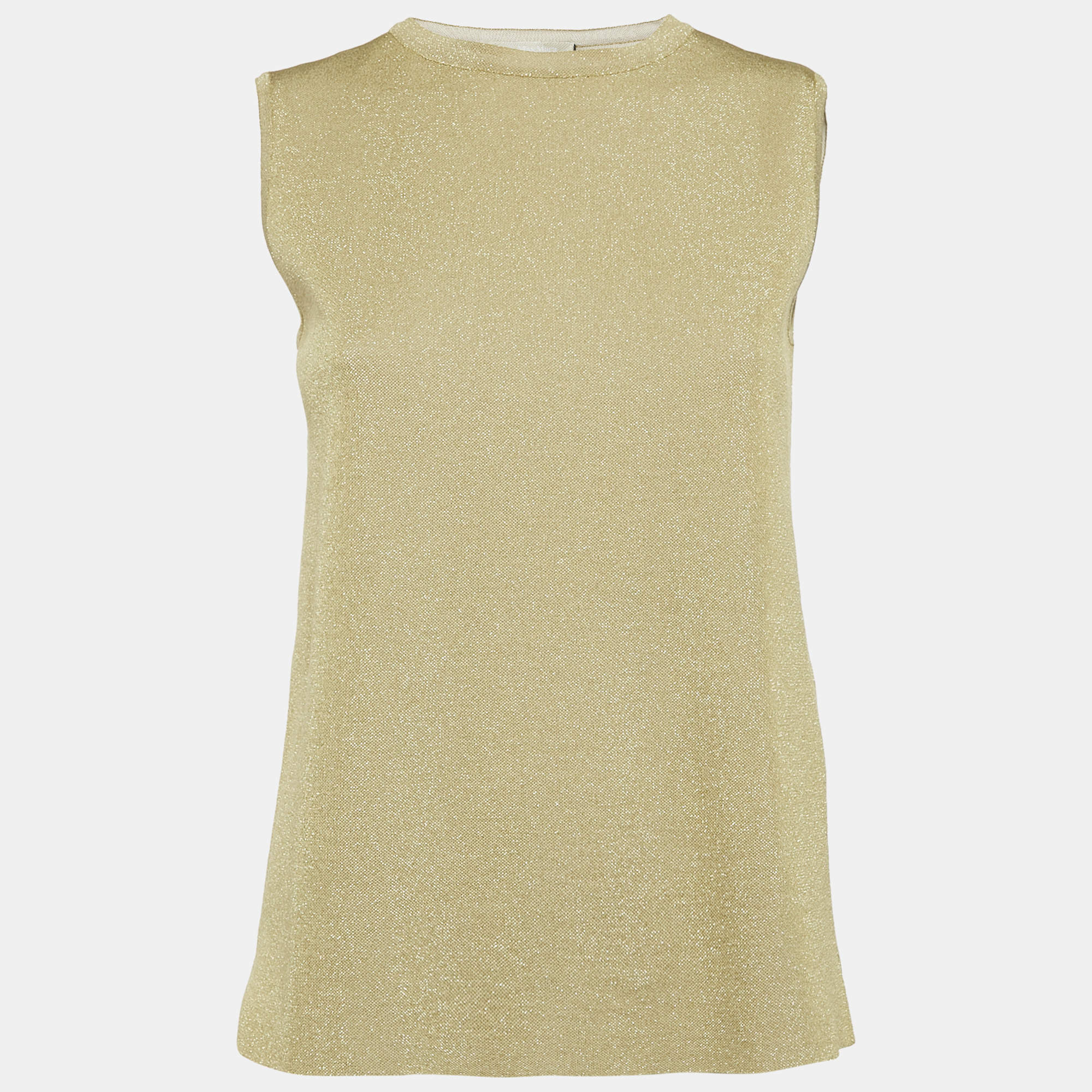 Pre Owned S'Max Mara Metallic Lurex Jersey Sleeveless Top S