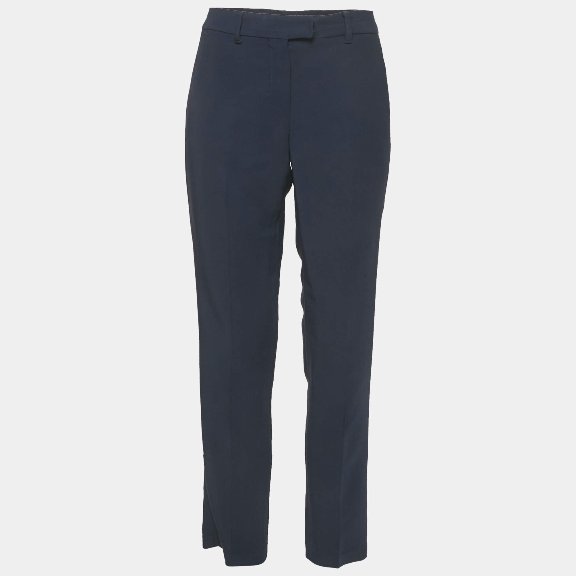 S'Max Mara Navy Blue Crepe Trousers M