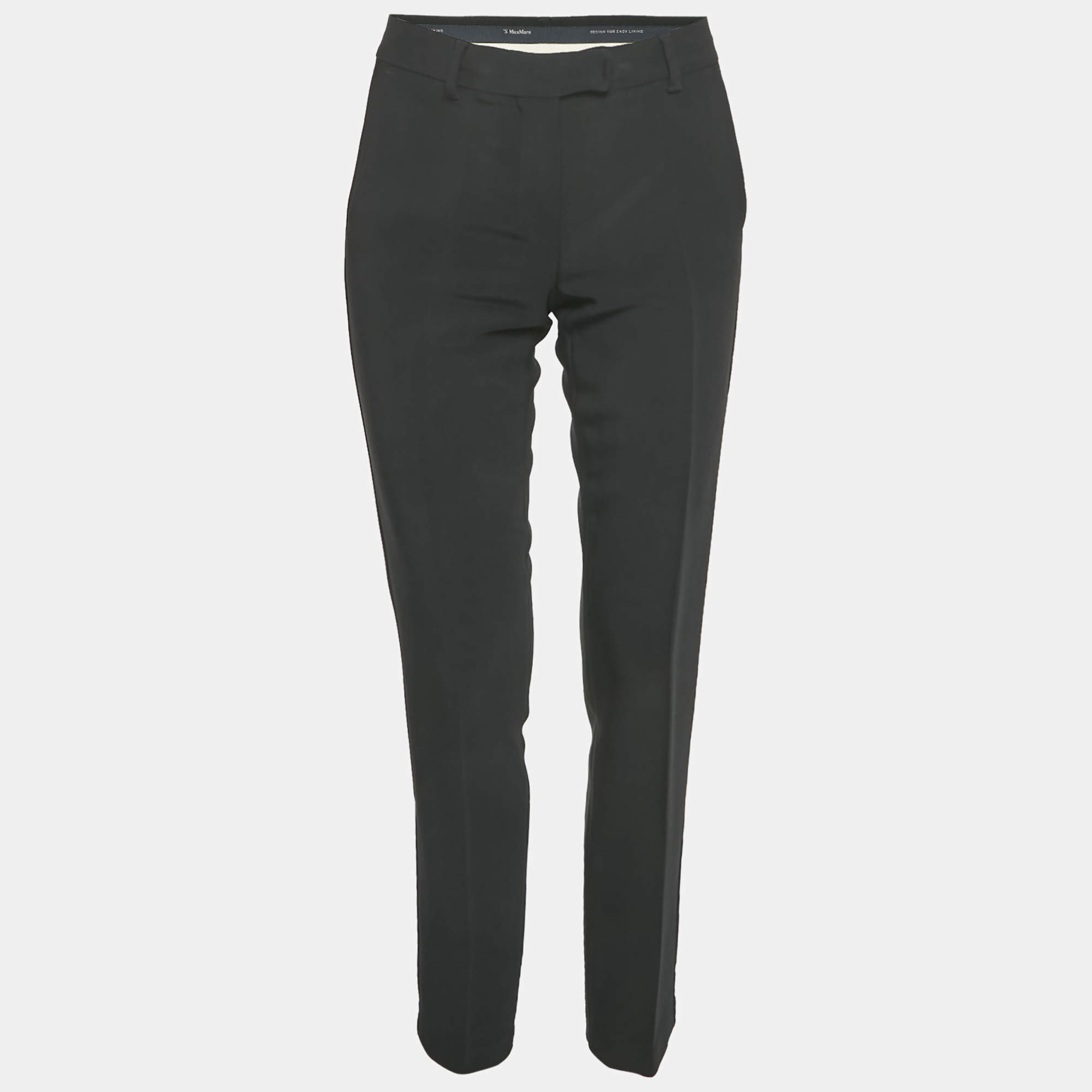 S'Max Mara Black Crepe Tailored Trousers M