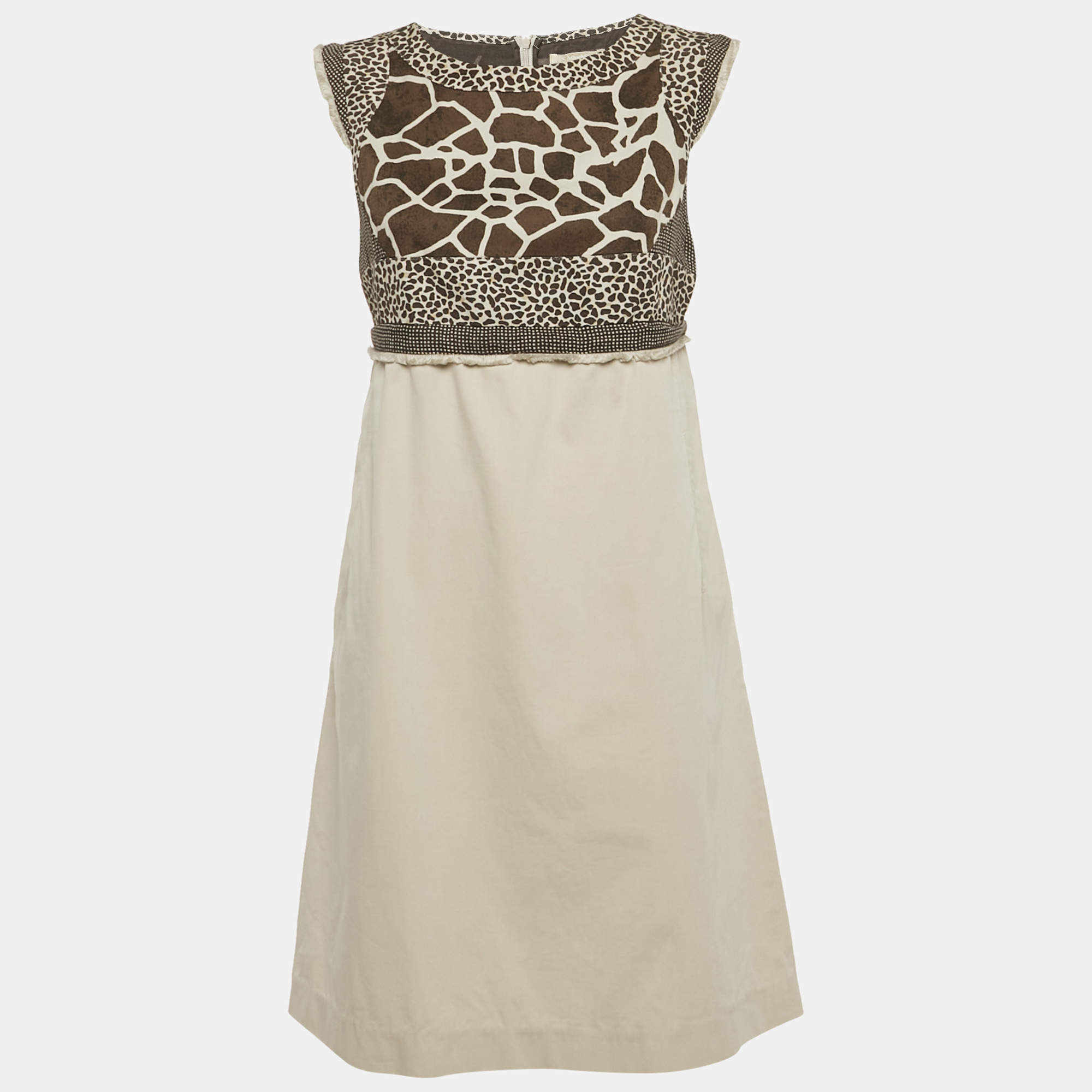 Pre Owned S'Max Mara Grey Printed Cotton Short Dress M