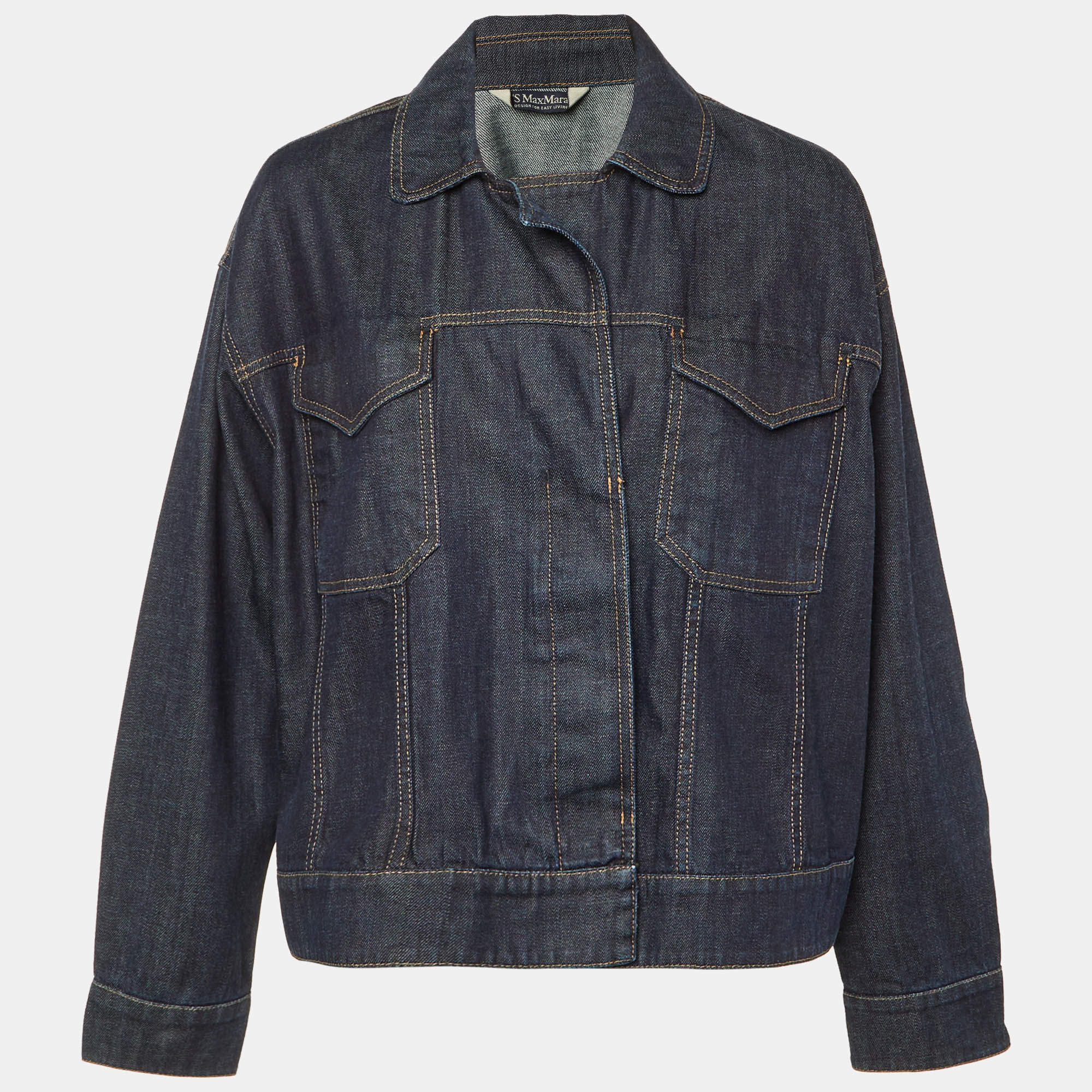 Pre Owned S'Max Mara Dark Blue Denim Oversized Jacket L