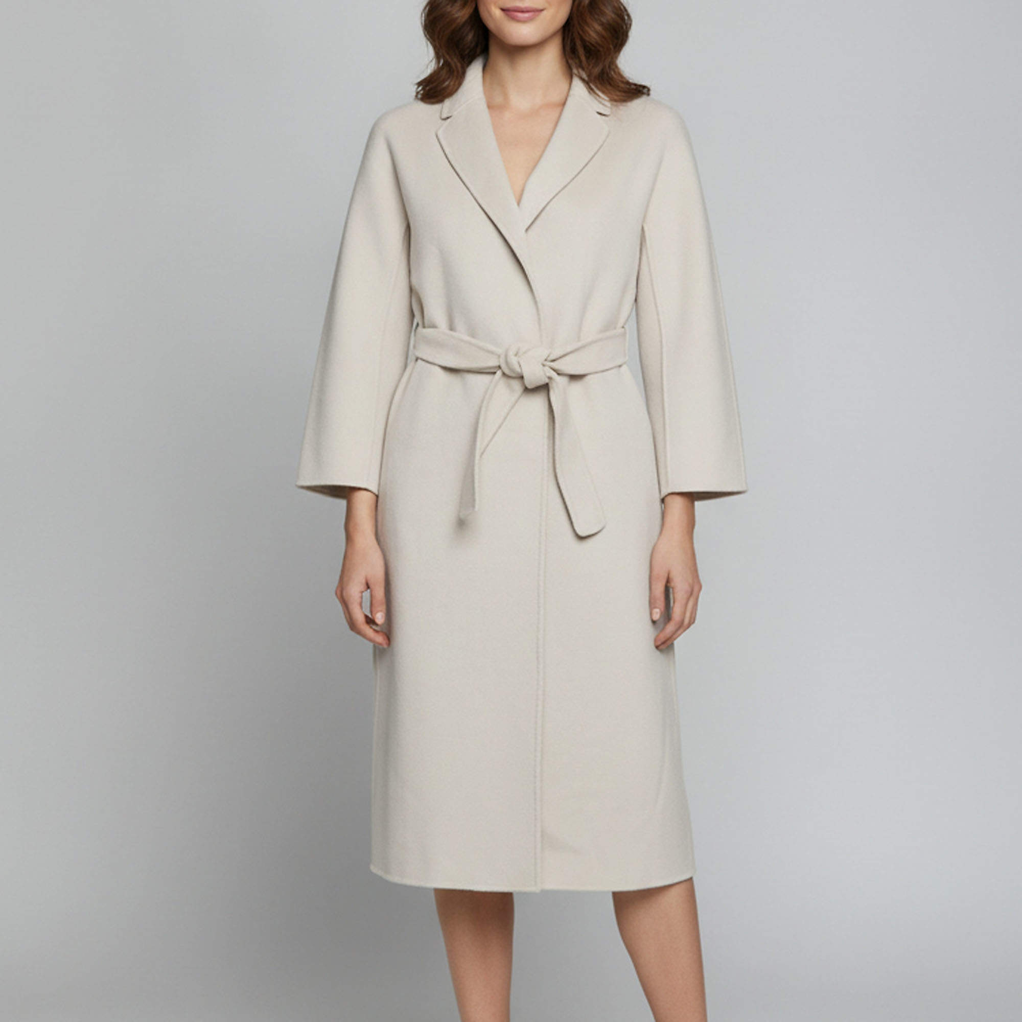 Pre Owned S'Max Mara Beige Wool Double Breasted Belted Coat M 