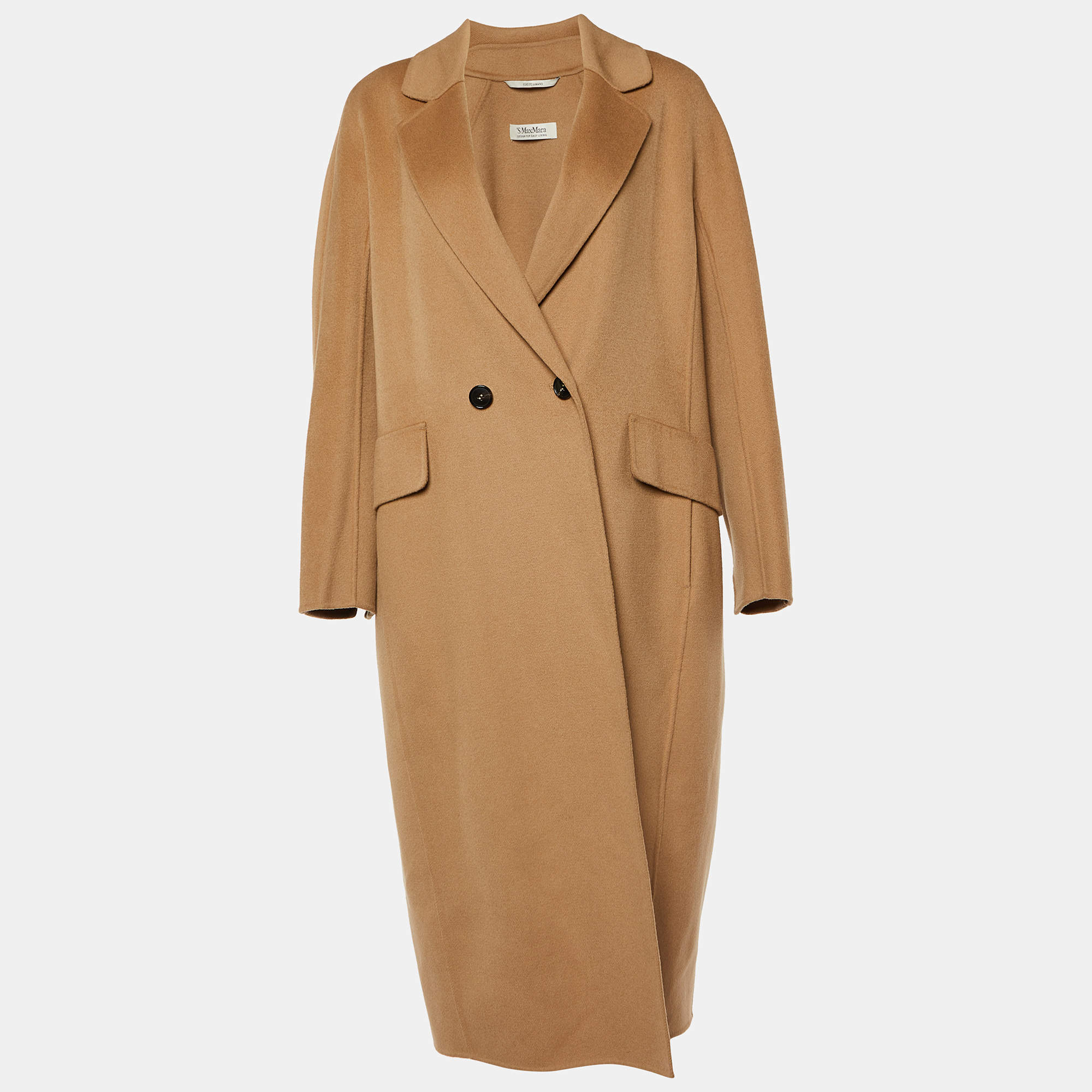 S'Max Mara Camel Brown Wool Double Breasted Coat S