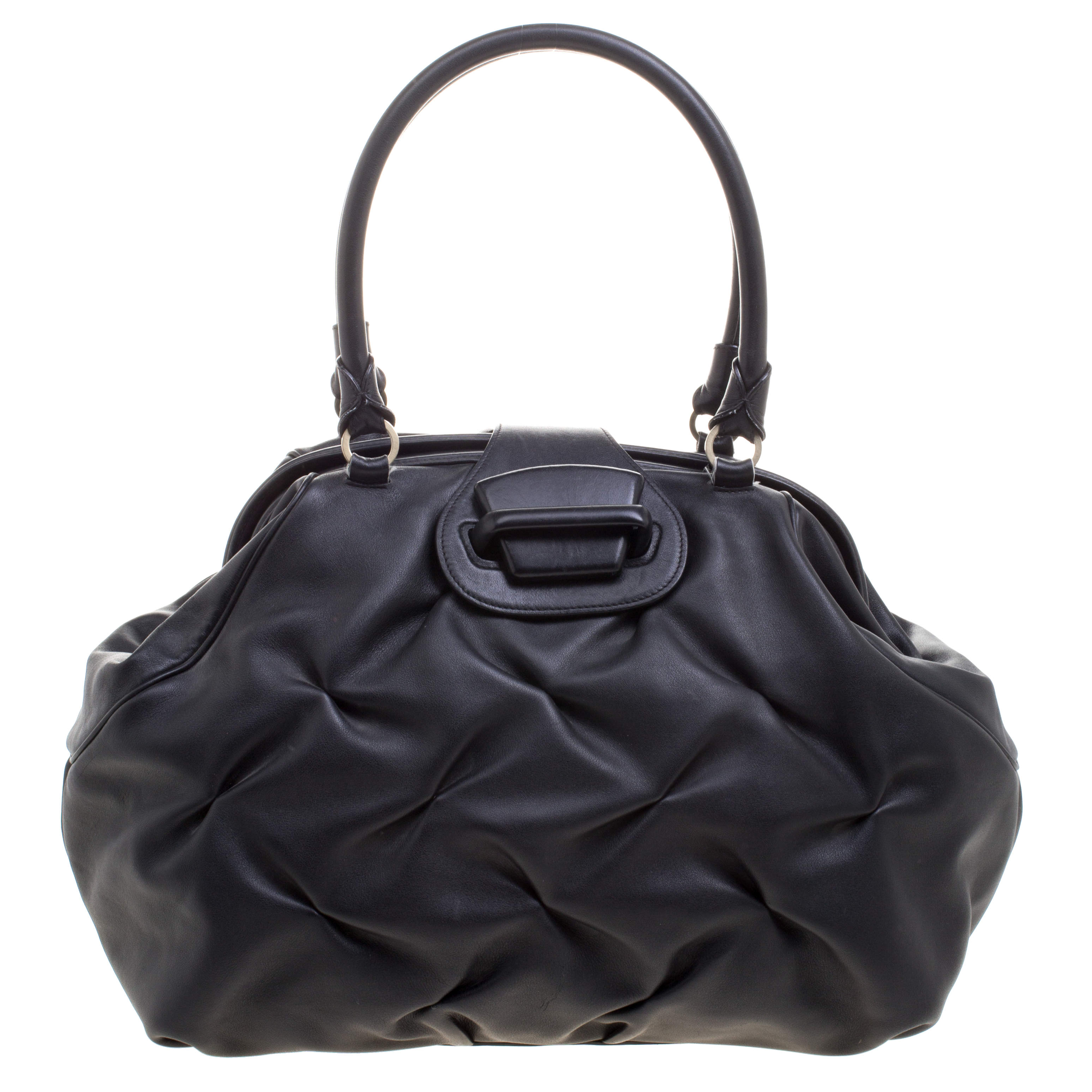 Symthson Black Leather Nancy Top Handle Bag