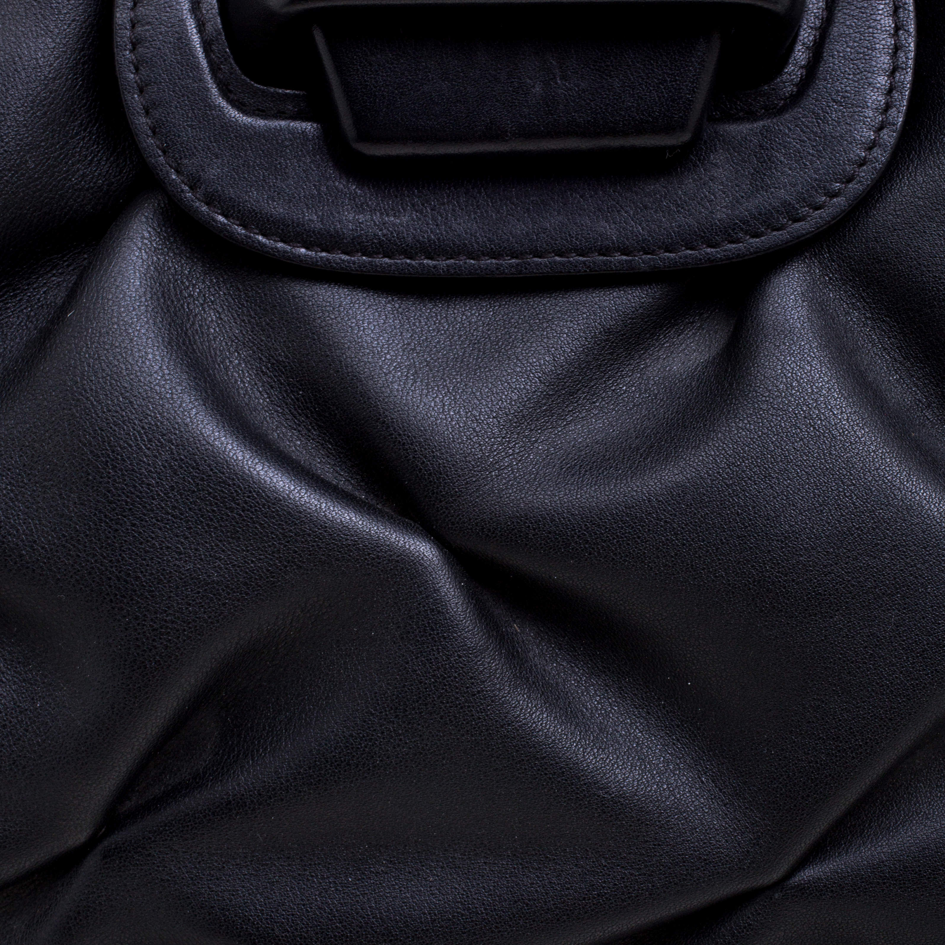 Pre Owned Symthson Black Leather Nancy Top Handle Bag