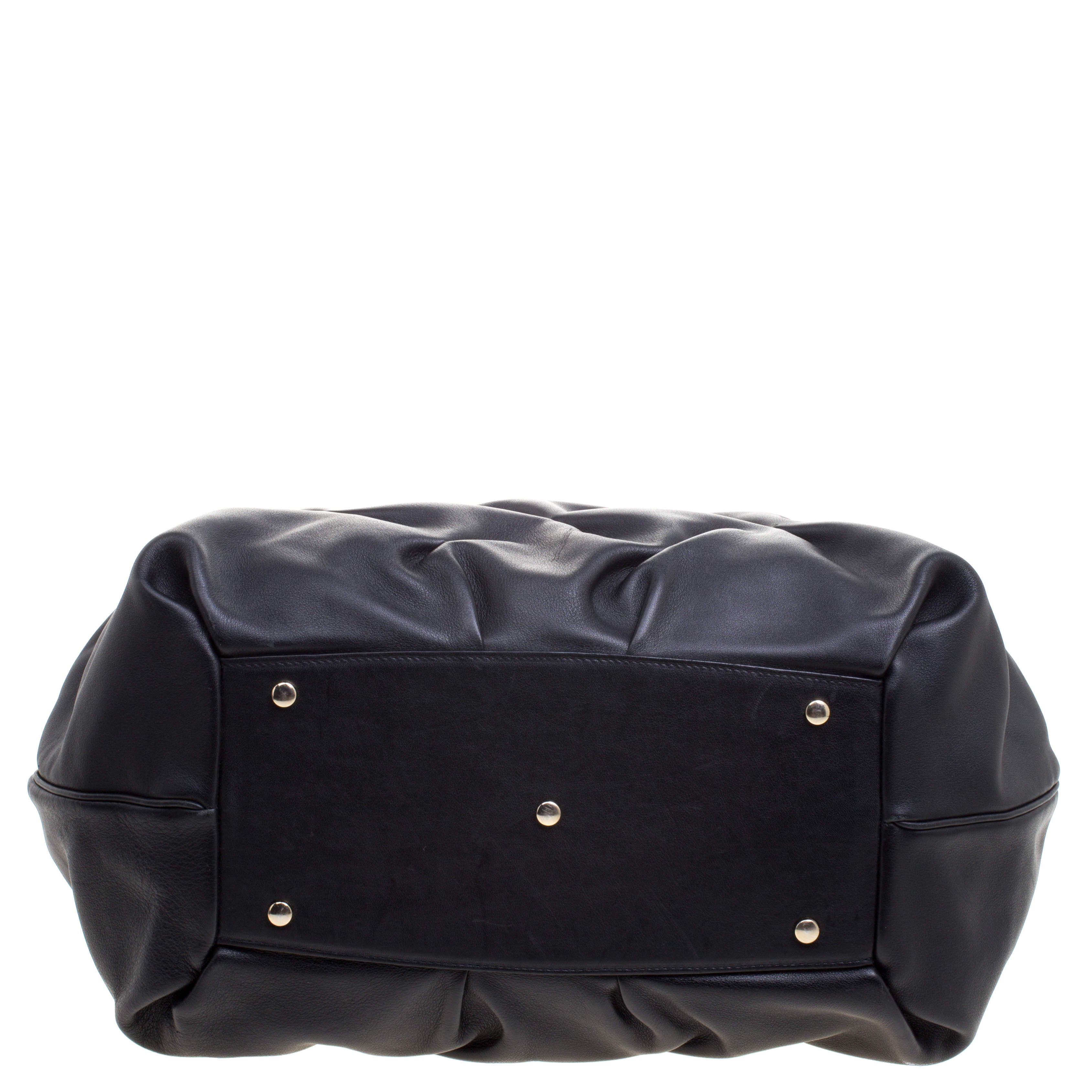Pre Owned Symthson Black Leather Nancy Top Handle Bag