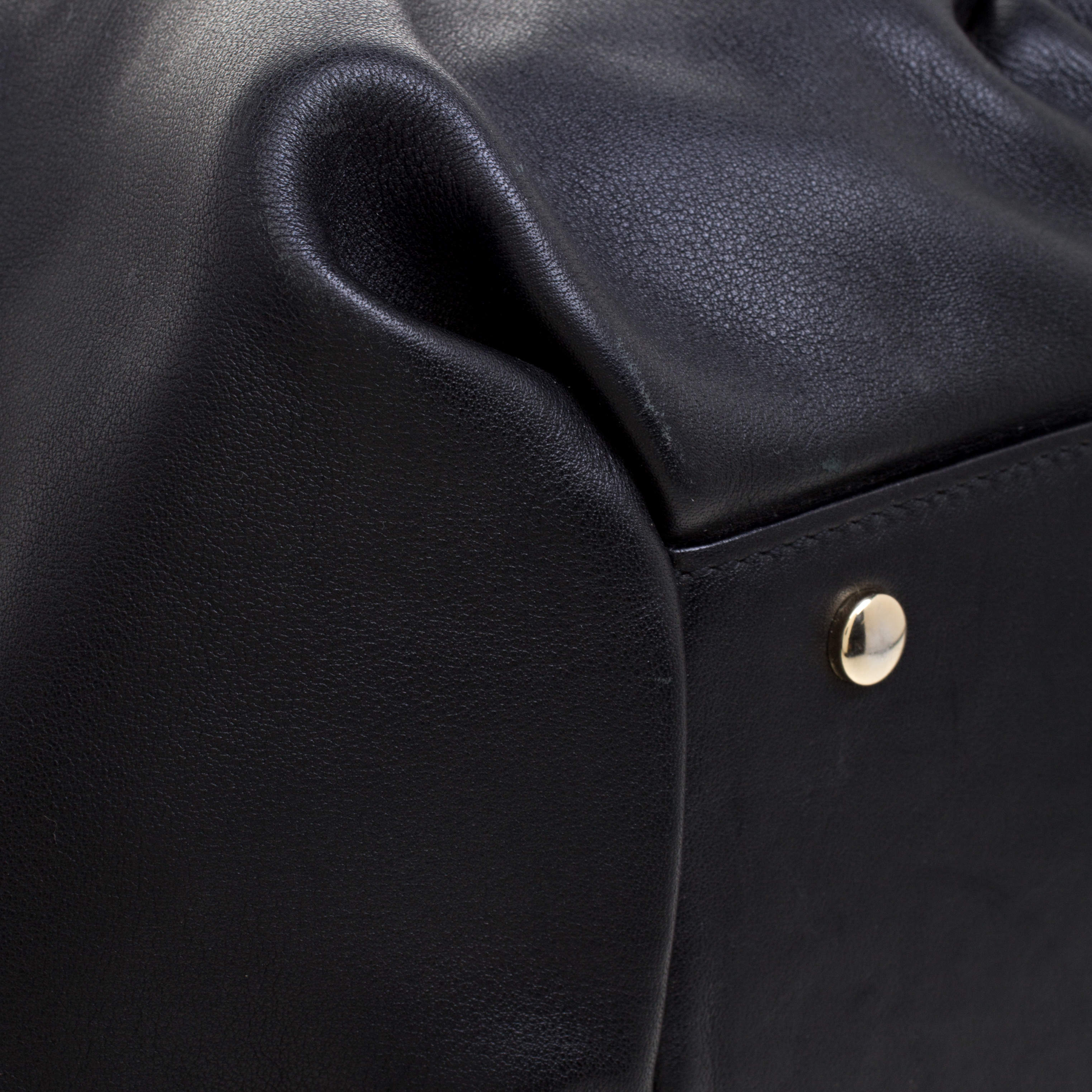 Pre Owned Symthson Black Leather Nancy Top Handle Bag
