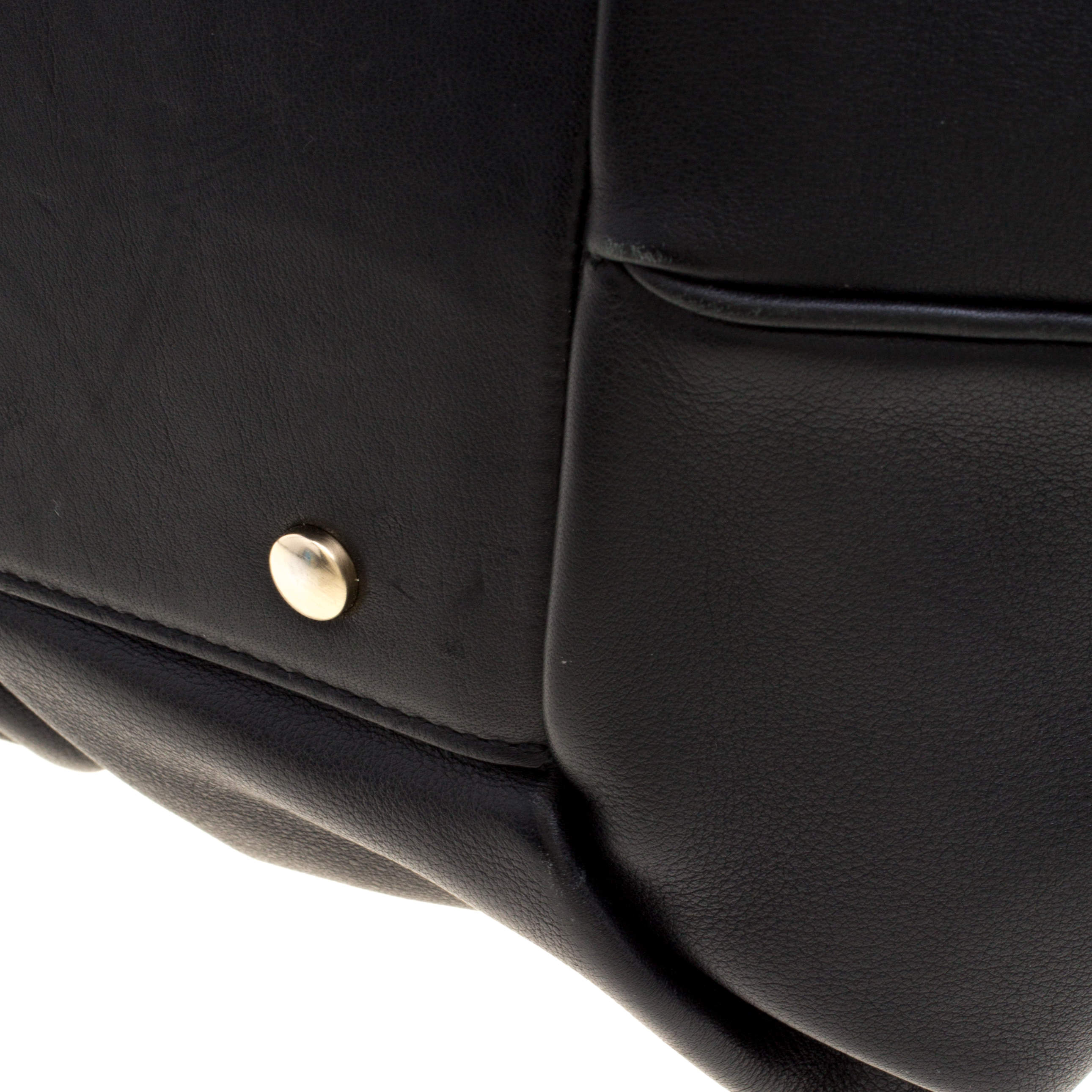 Pre Owned Symthson Black Leather Nancy Top Handle Bag